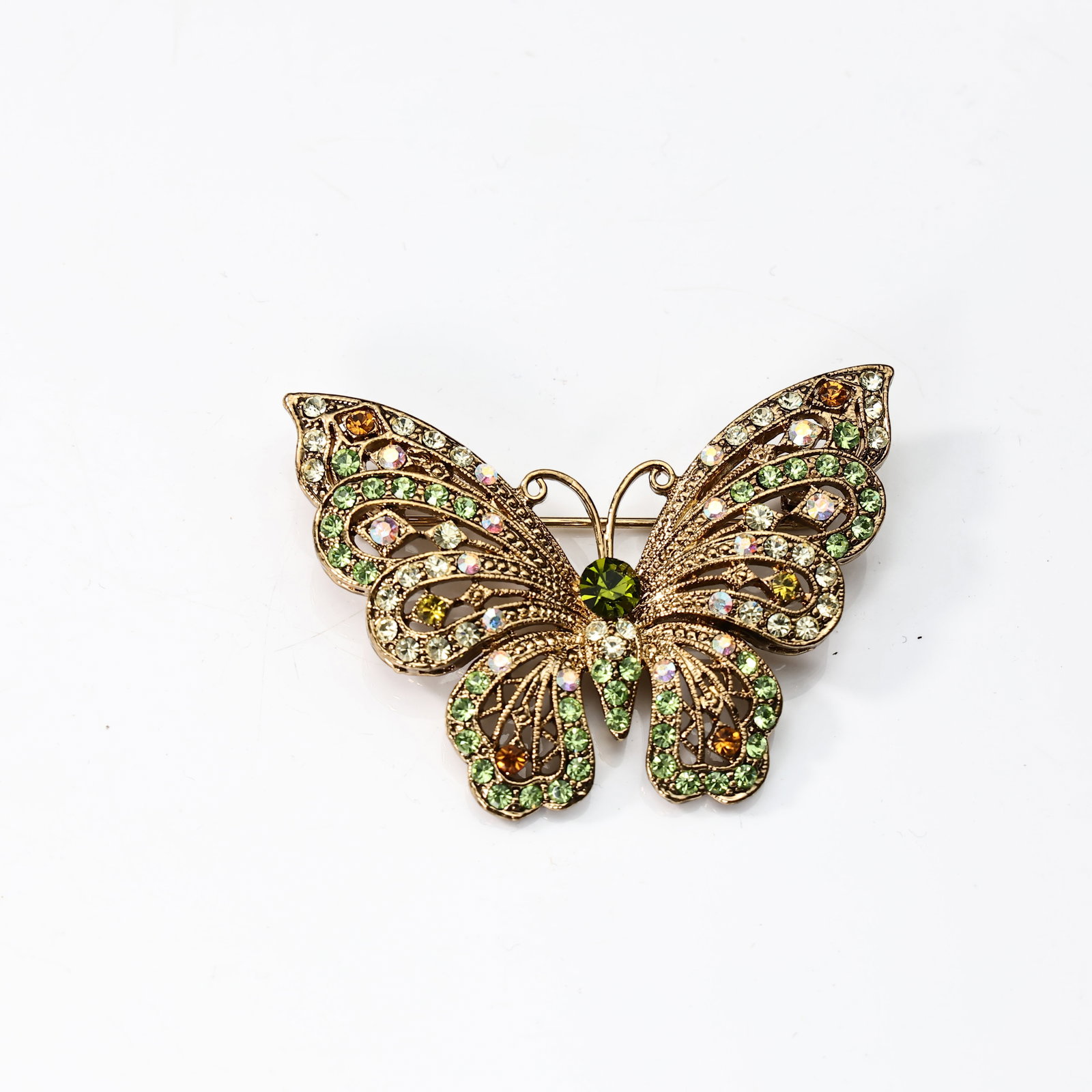 Three Rhinestone Multi Color Butterfly Brooches - 6