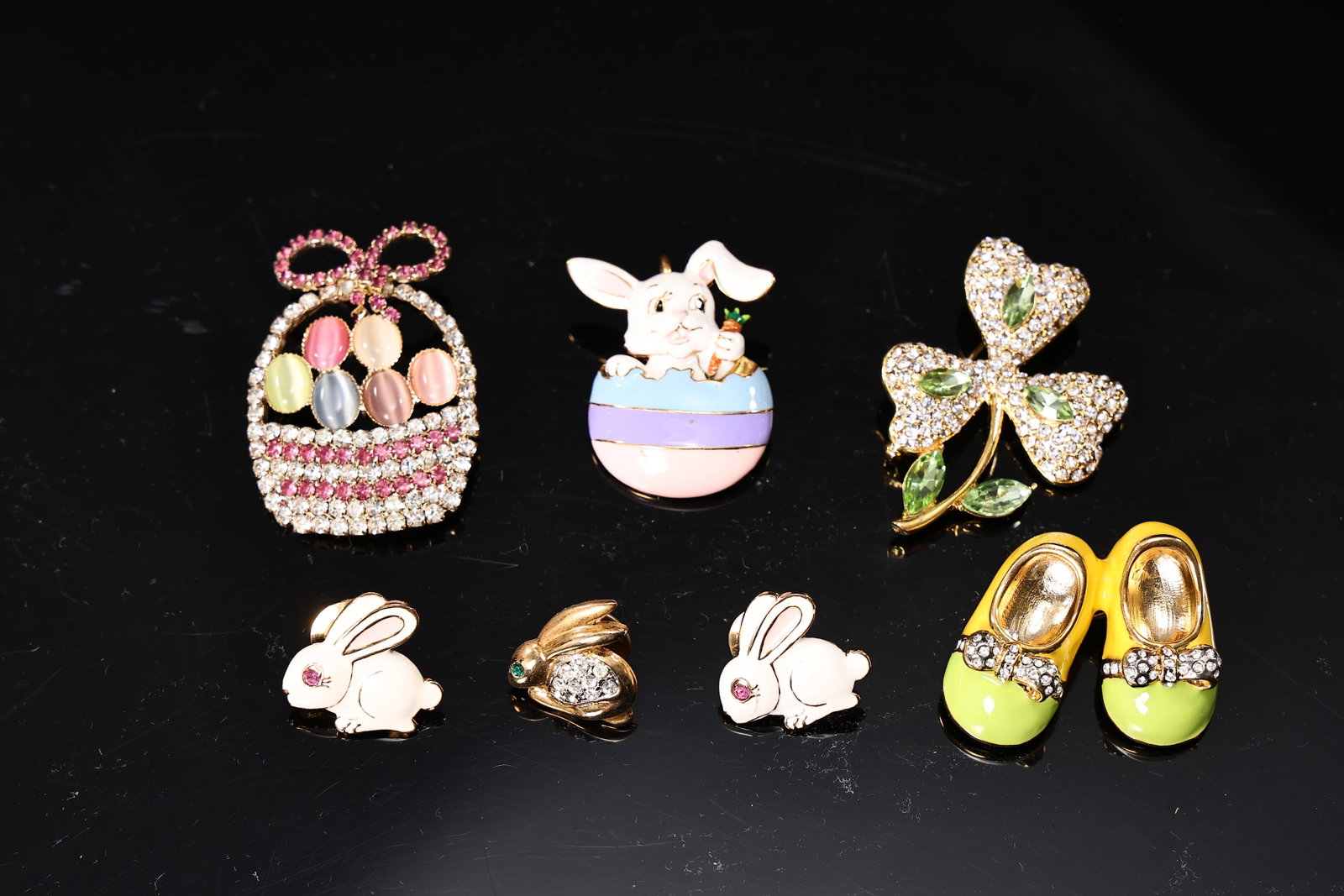 Collection Of Holiday Enamel Rhinestone Easter Pin Brooches (1 of 5)