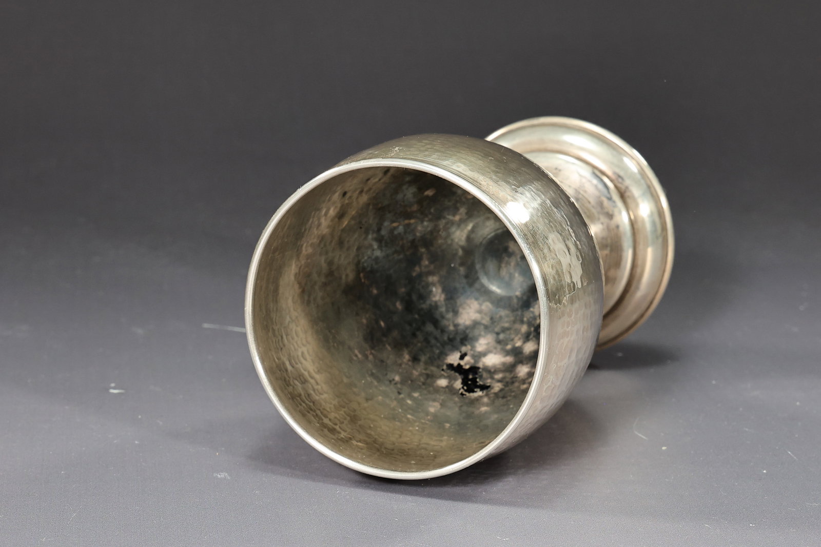 Hammered 905 Silver Footed Drinking Cup J.S.R - 7
