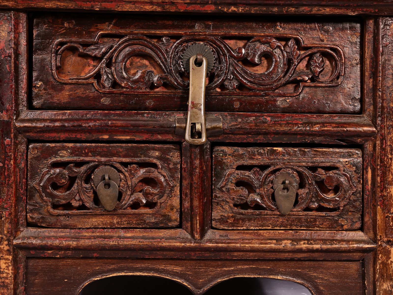 Chinese Carved Two Drawer Alter Cabinet - 8