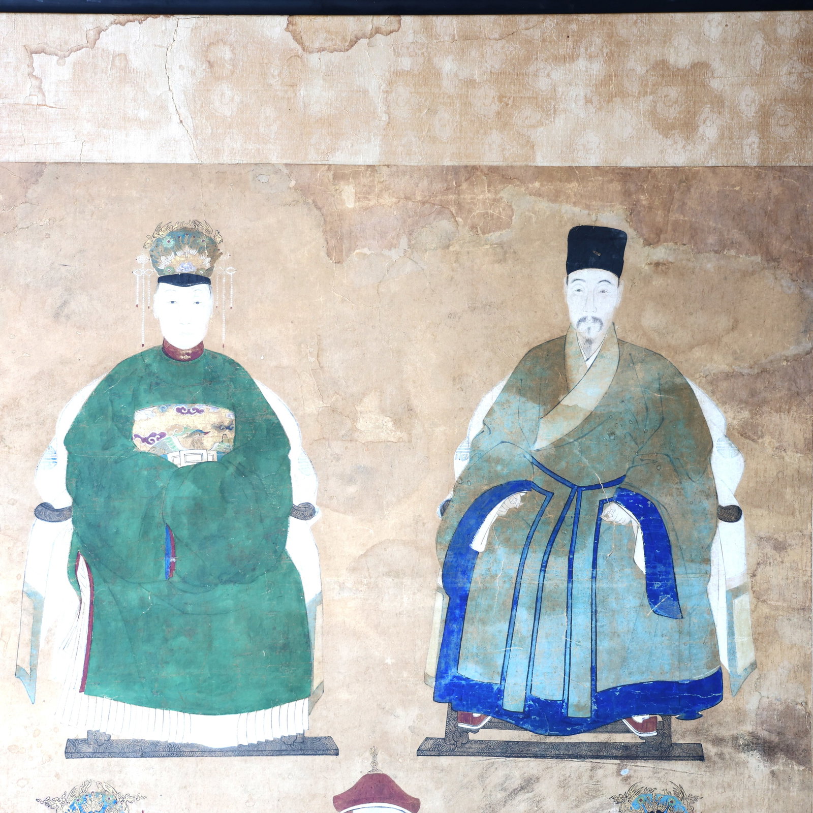 19th Century Chinese Ancestor Group Portraits Painting - 2