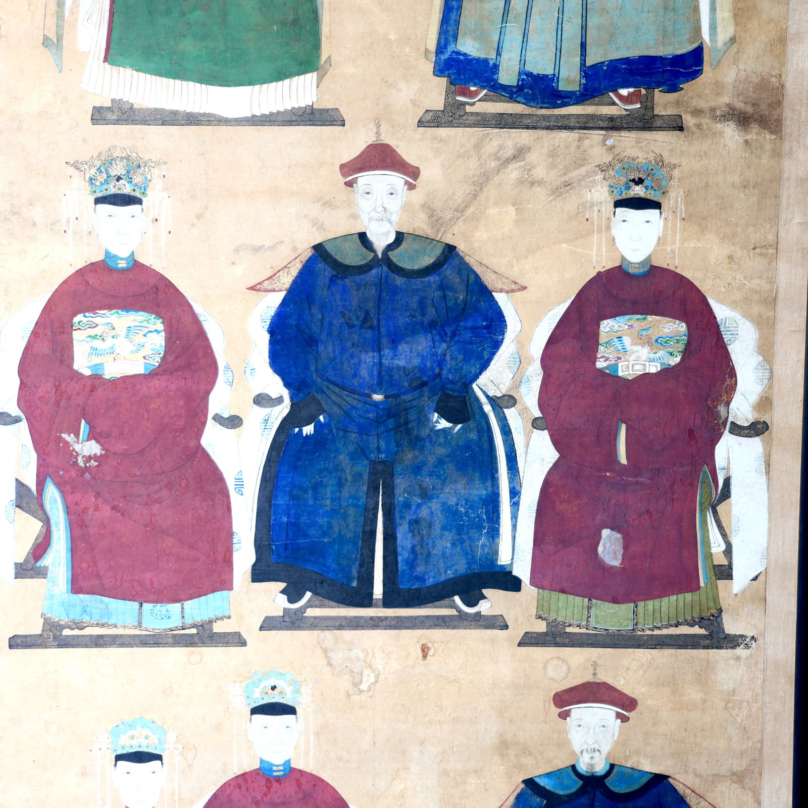 19th Century Chinese Ancestor Group Portraits Painting - 3