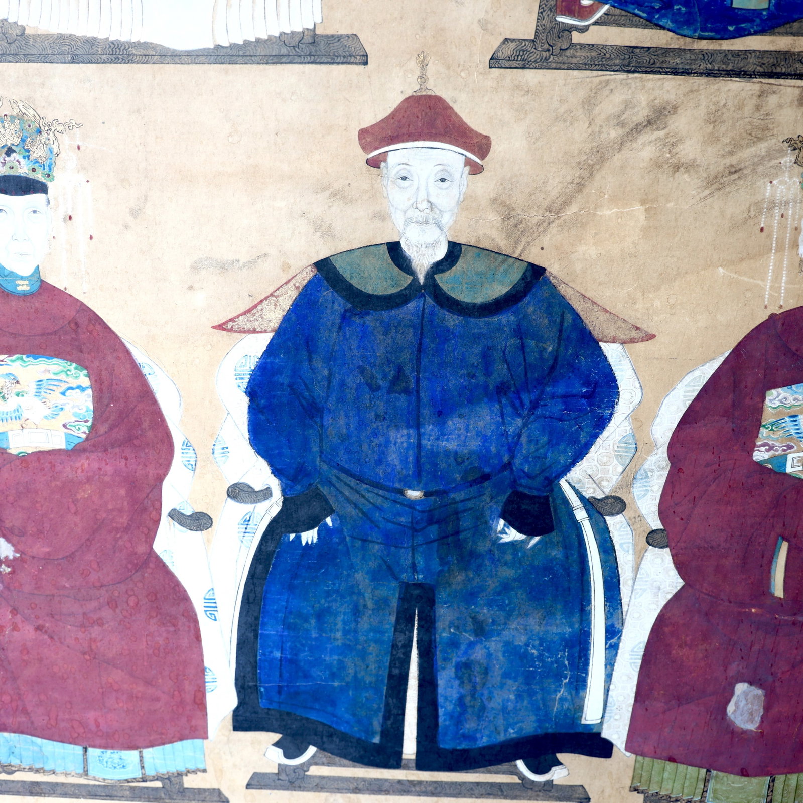 19th Century Chinese Ancestor Group Portraits Painting - 4