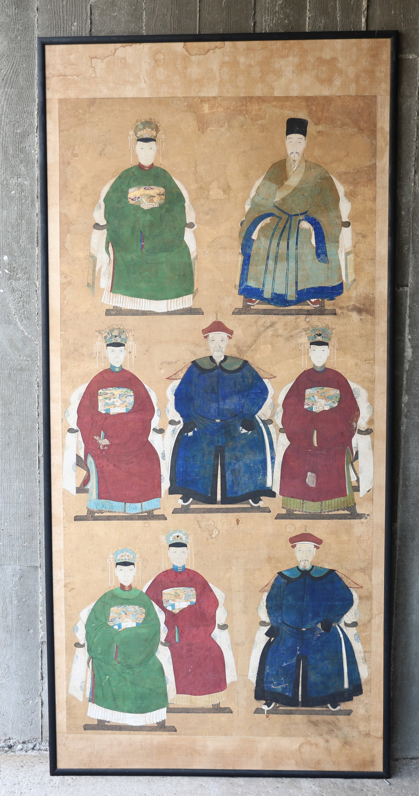 19th Century Chinese Ancestor Group Portraits Painting - 8