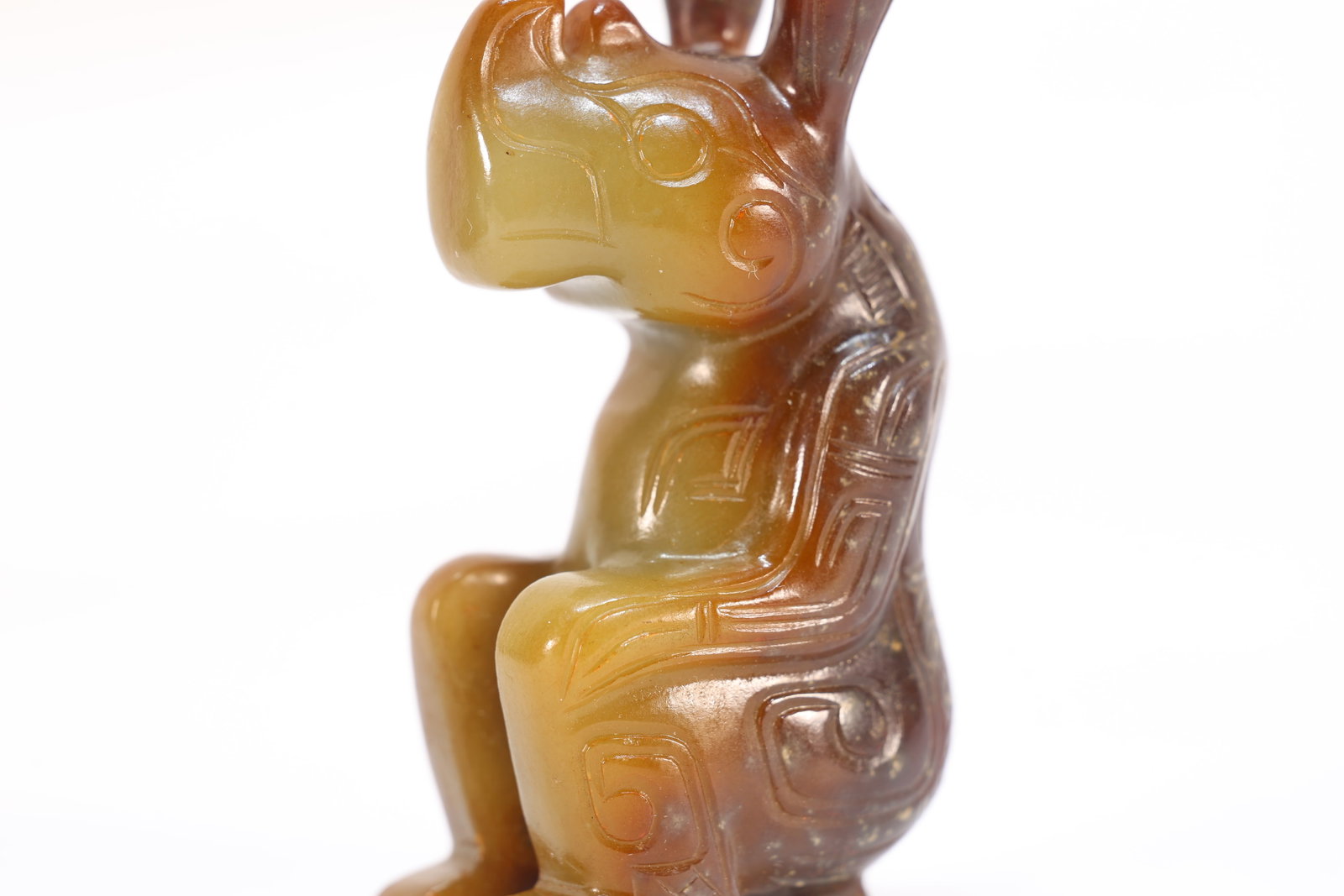 Jade Carved Beast Face Pattern Beast Shape Ornament - 2