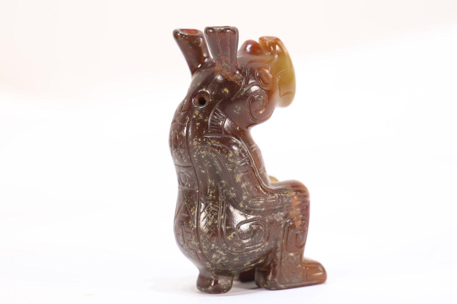 Jade Carved Beast Face Pattern Beast Shape Ornament - 4