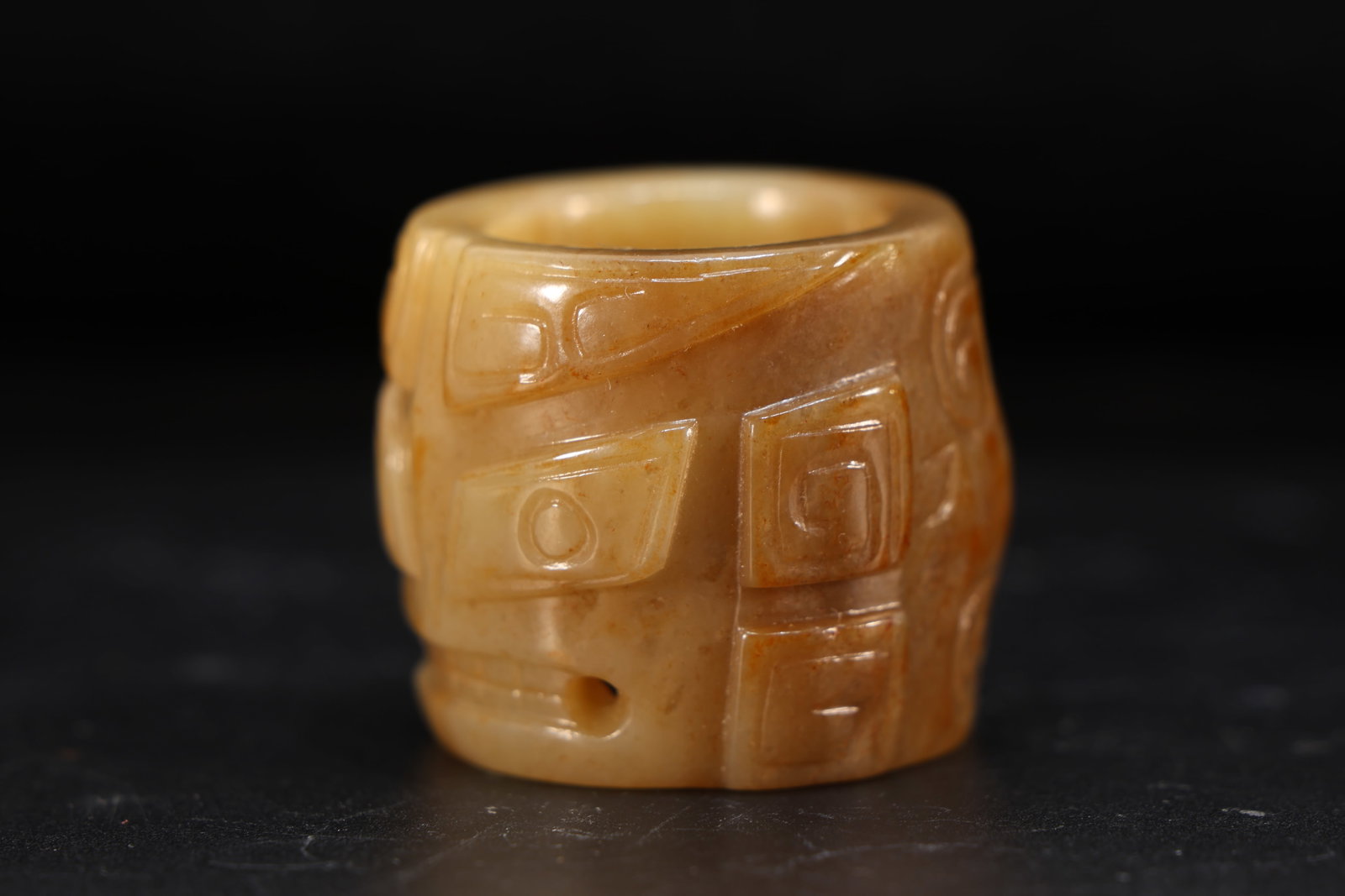 Jade Carved Beast Face Pattern Thumb Ring - 2