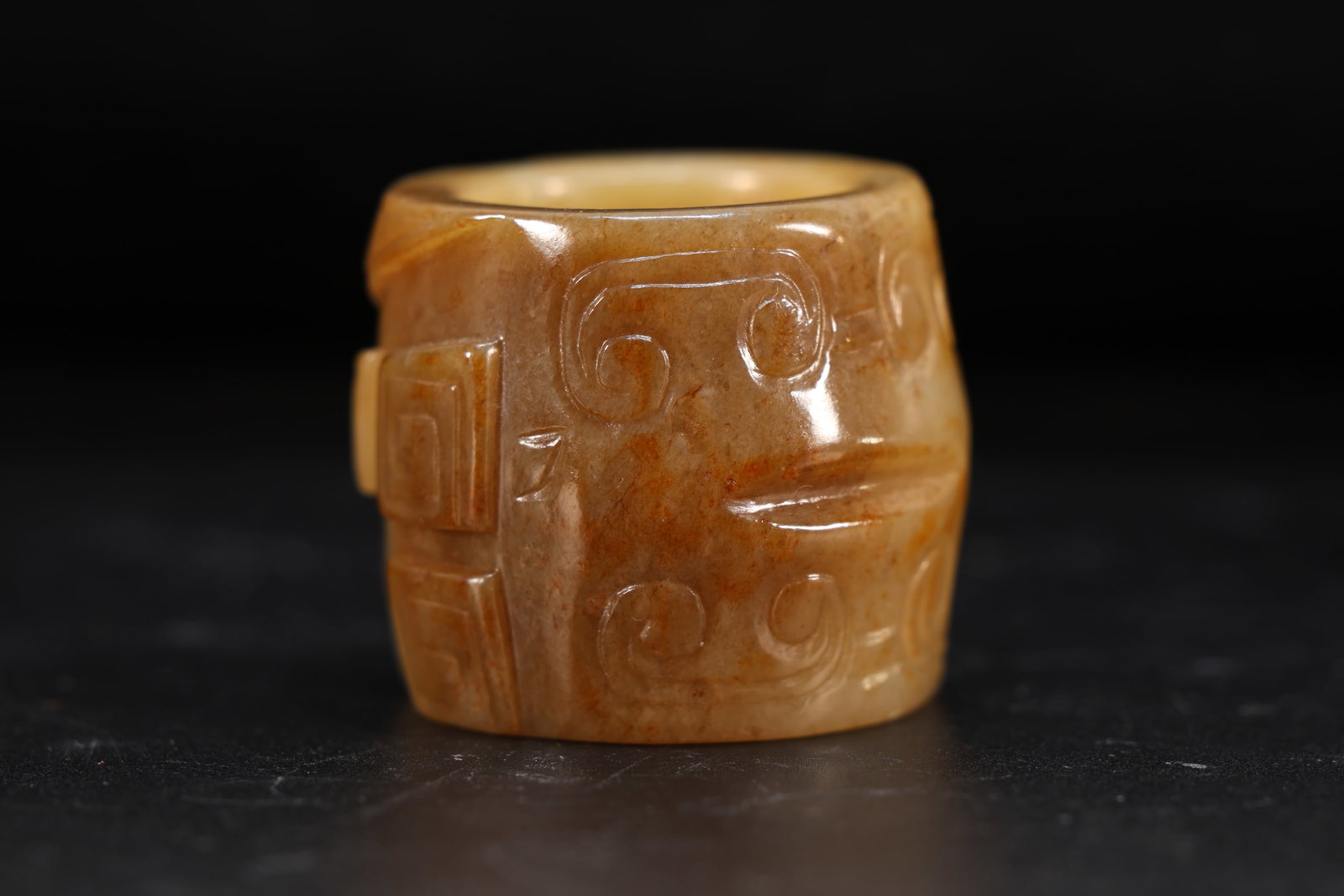Jade Carved Beast Face Pattern Thumb Ring - 3