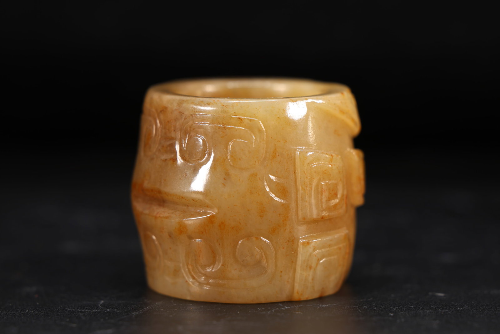 Jade Carved Beast Face Pattern Thumb Ring - 4
