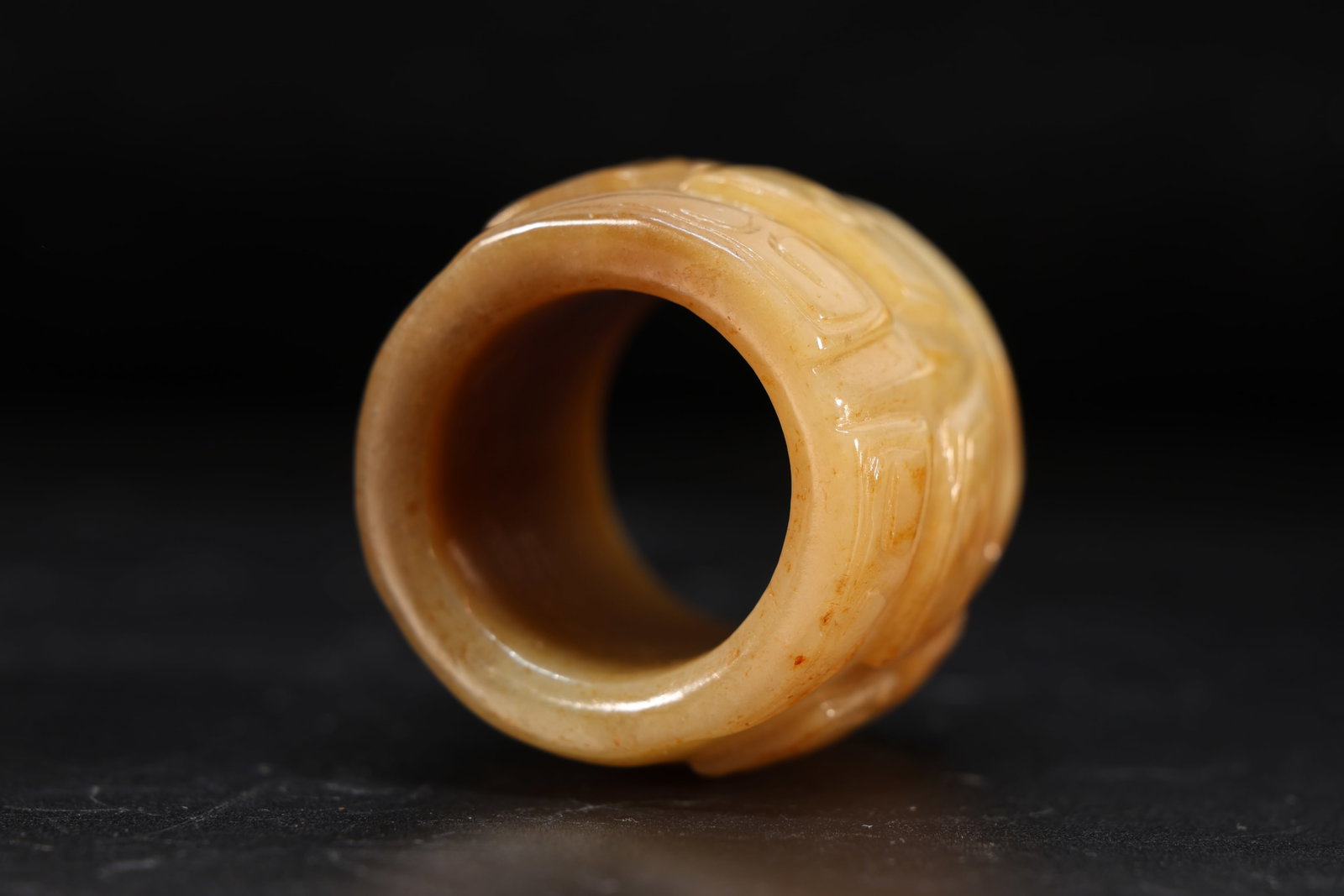 Jade Carved Beast Face Pattern Thumb Ring - 5