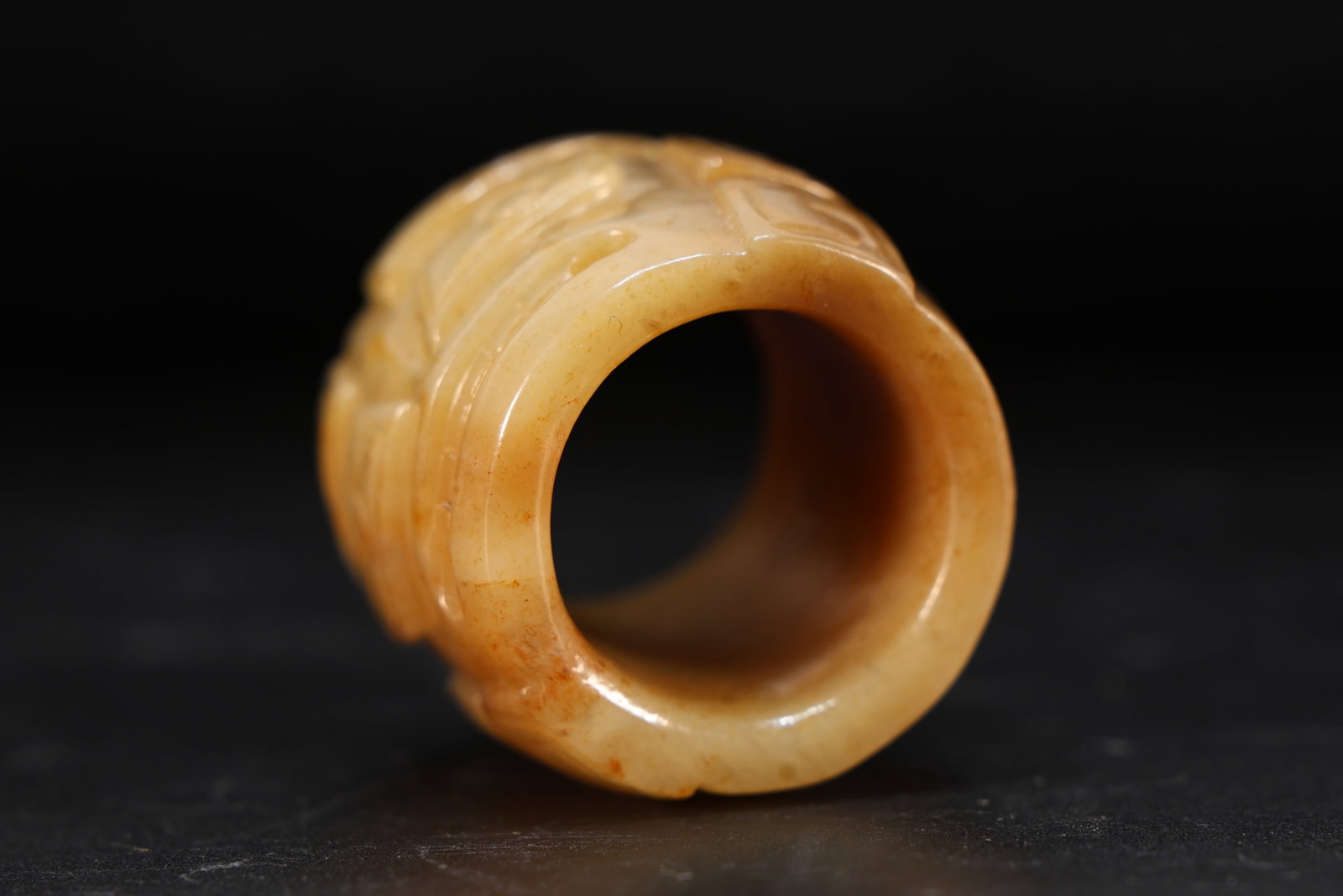 Jade Carved Beast Face Pattern Thumb Ring - 6