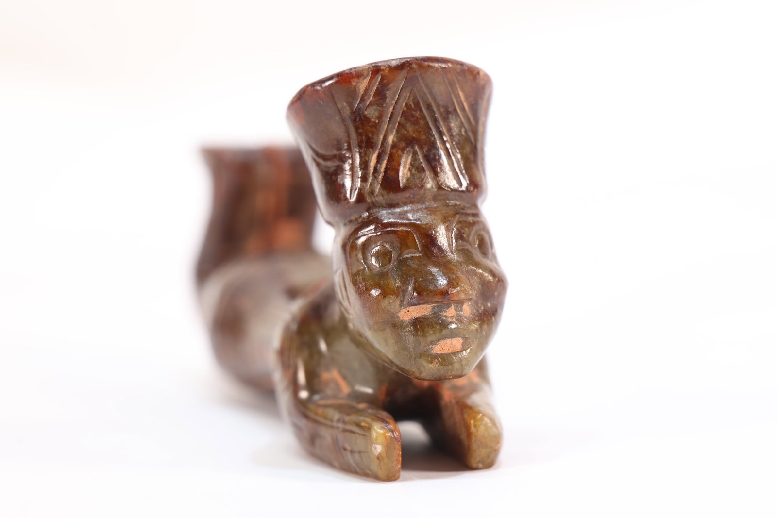 Jade Carved Beast Face Pattern Character Shape Ornament - 2