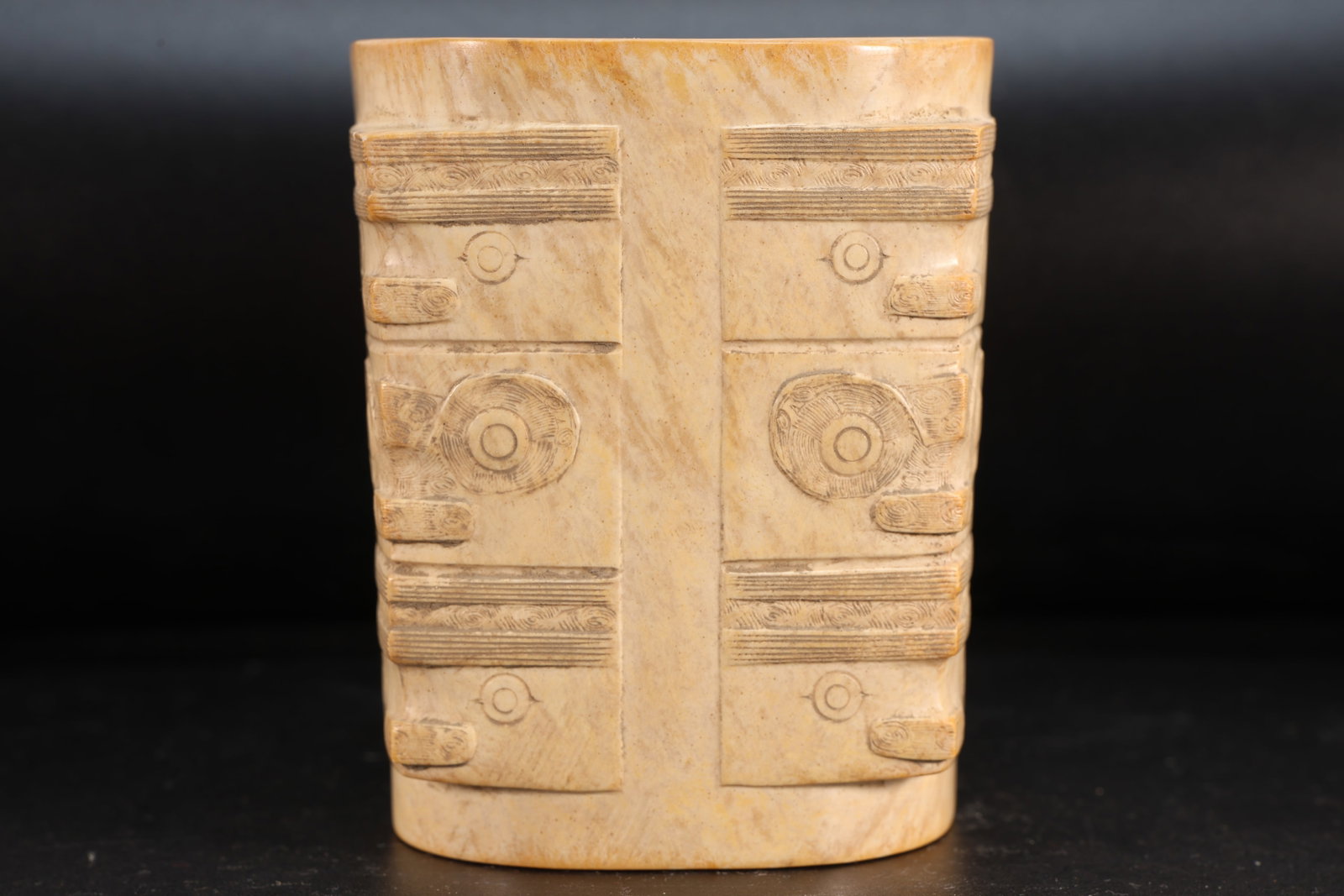 Liangzhu Jade Carved Beast Face Pattern Cong - 5