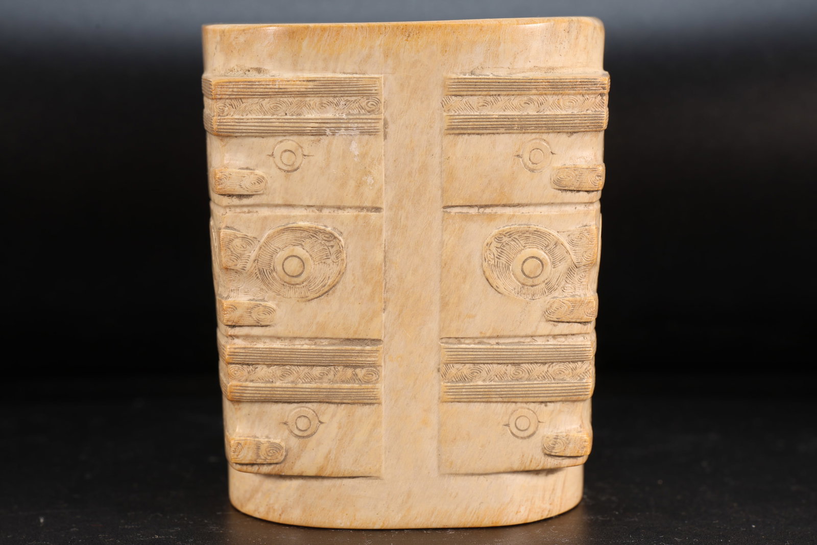 Liangzhu Jade Carved Beast Face Pattern Cong - 7