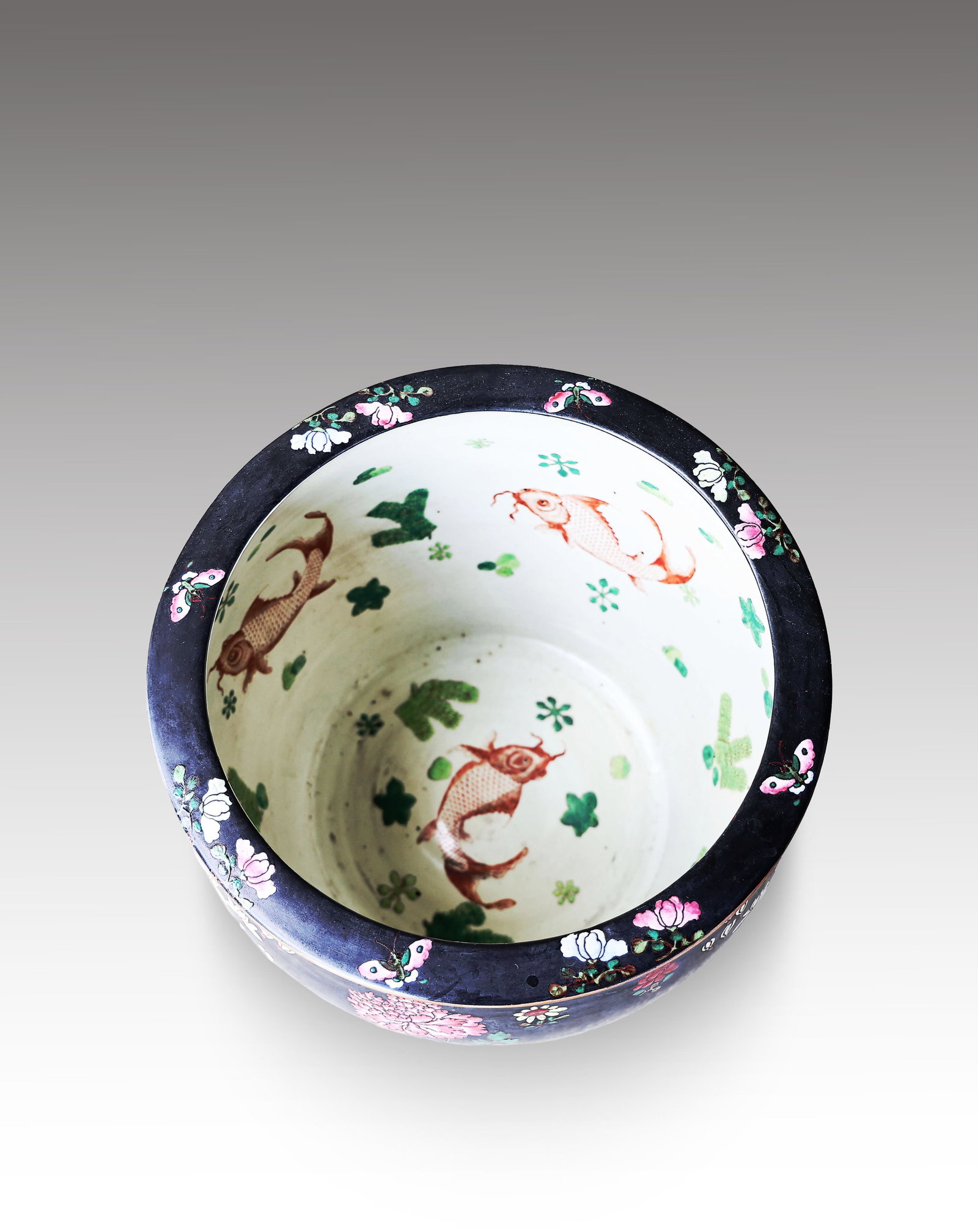 Large Chinese Famille Rose Porcelain Jardiniere With Floral Deco - 6