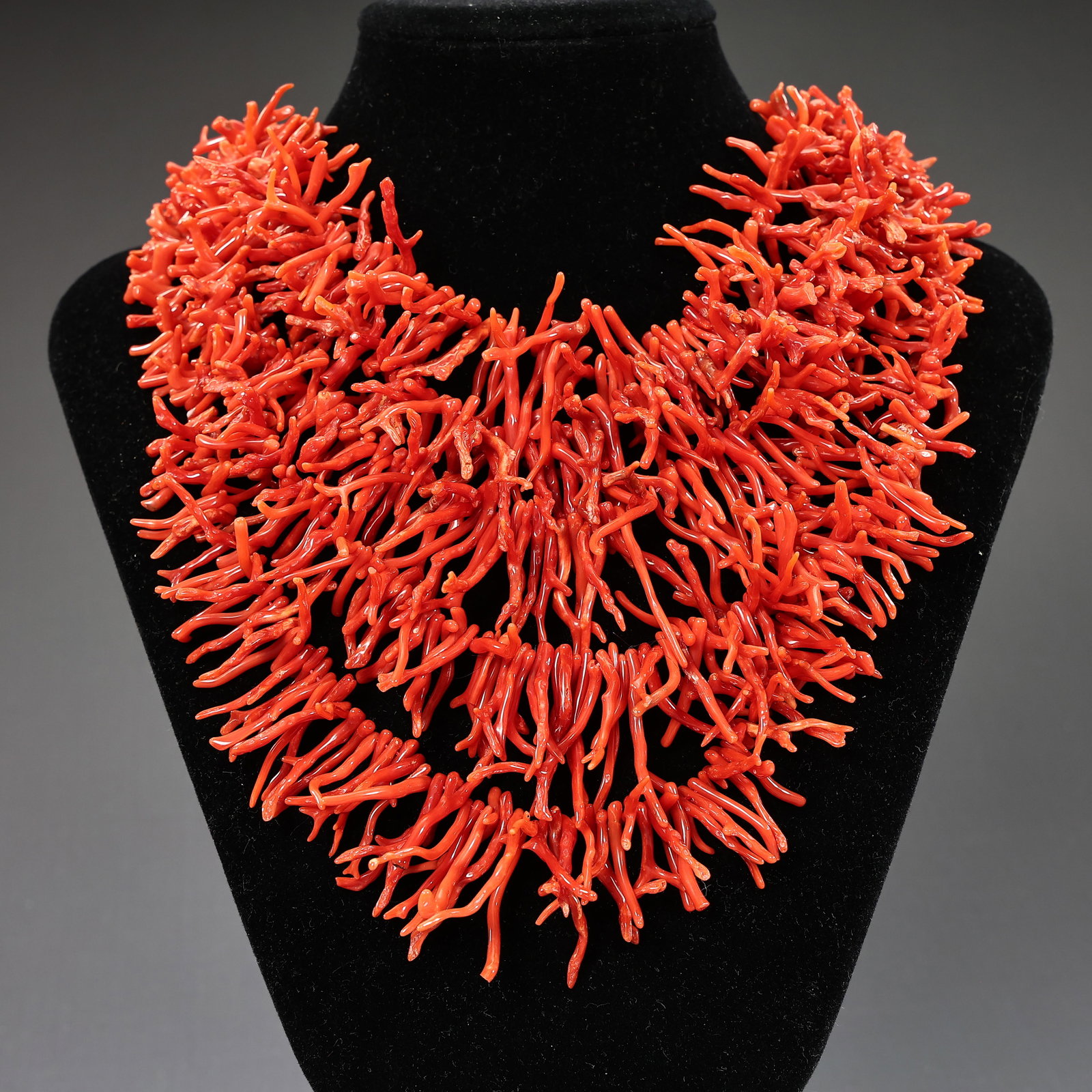 14k Gold Clasp Natural Red Coral Multi-Strand Branch Necklace (1 of 7)