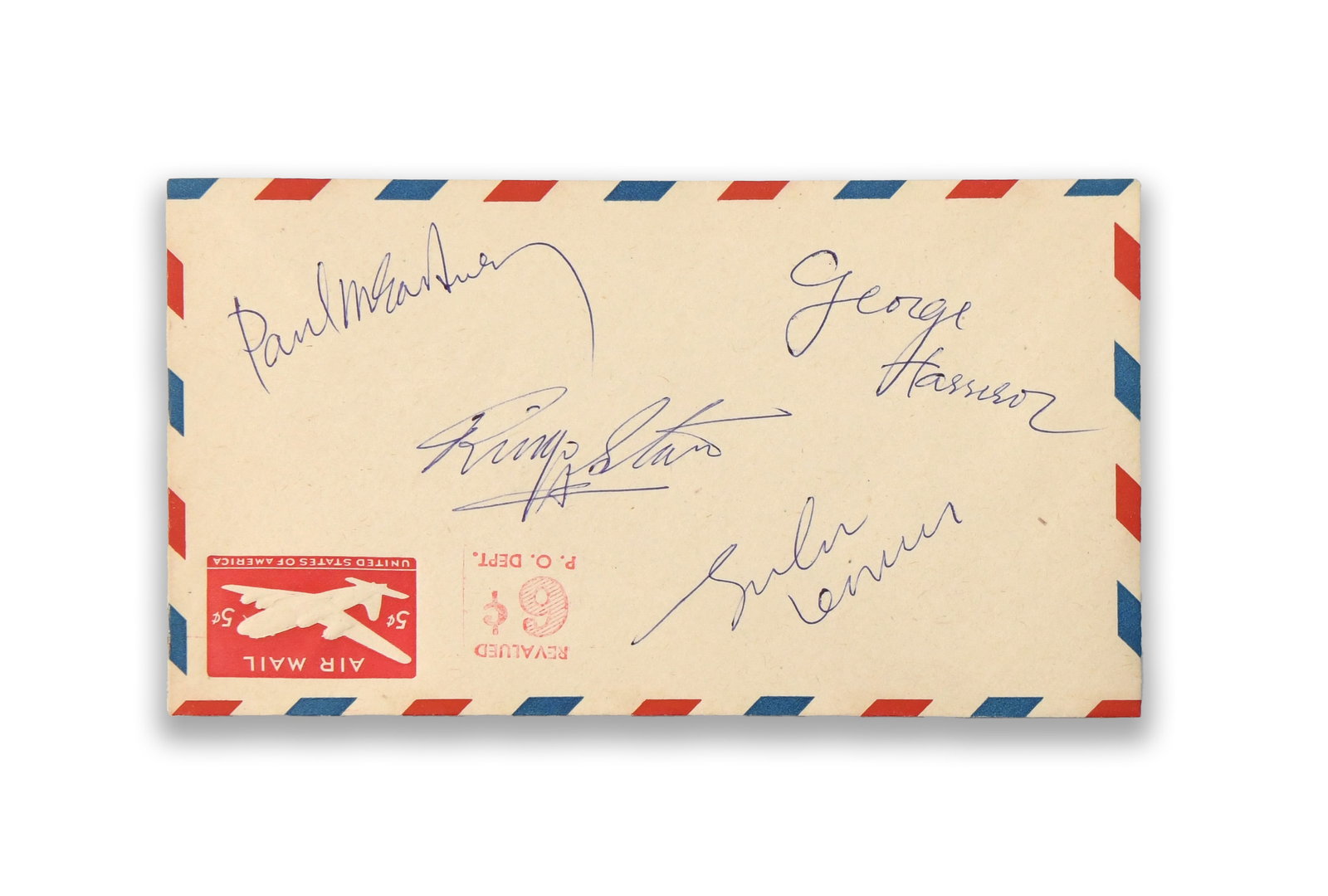THE BEATLES, FULLY SIGNED AIRMAIL ENVELOPE (ALL FOUR MEMBERS) (1 of 2)