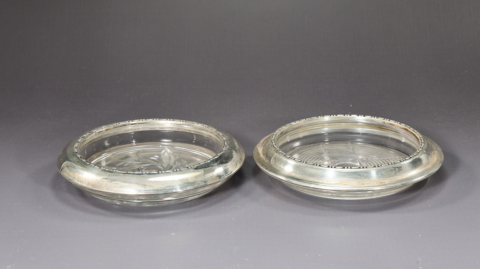 Set Of 2 Large Sterling Silver Bottle Coasters Include Amston - 2