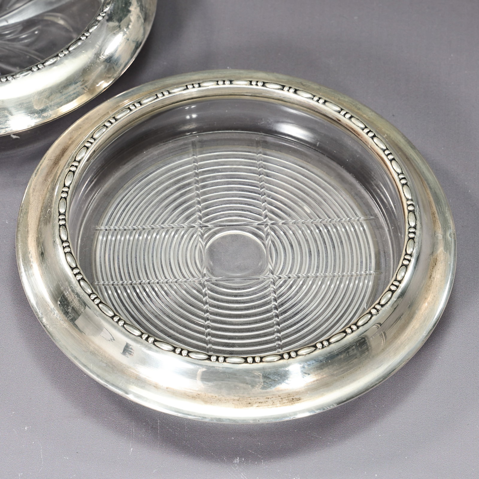 Set Of 2 Large Sterling Silver Bottle Coasters Include Amston - 4