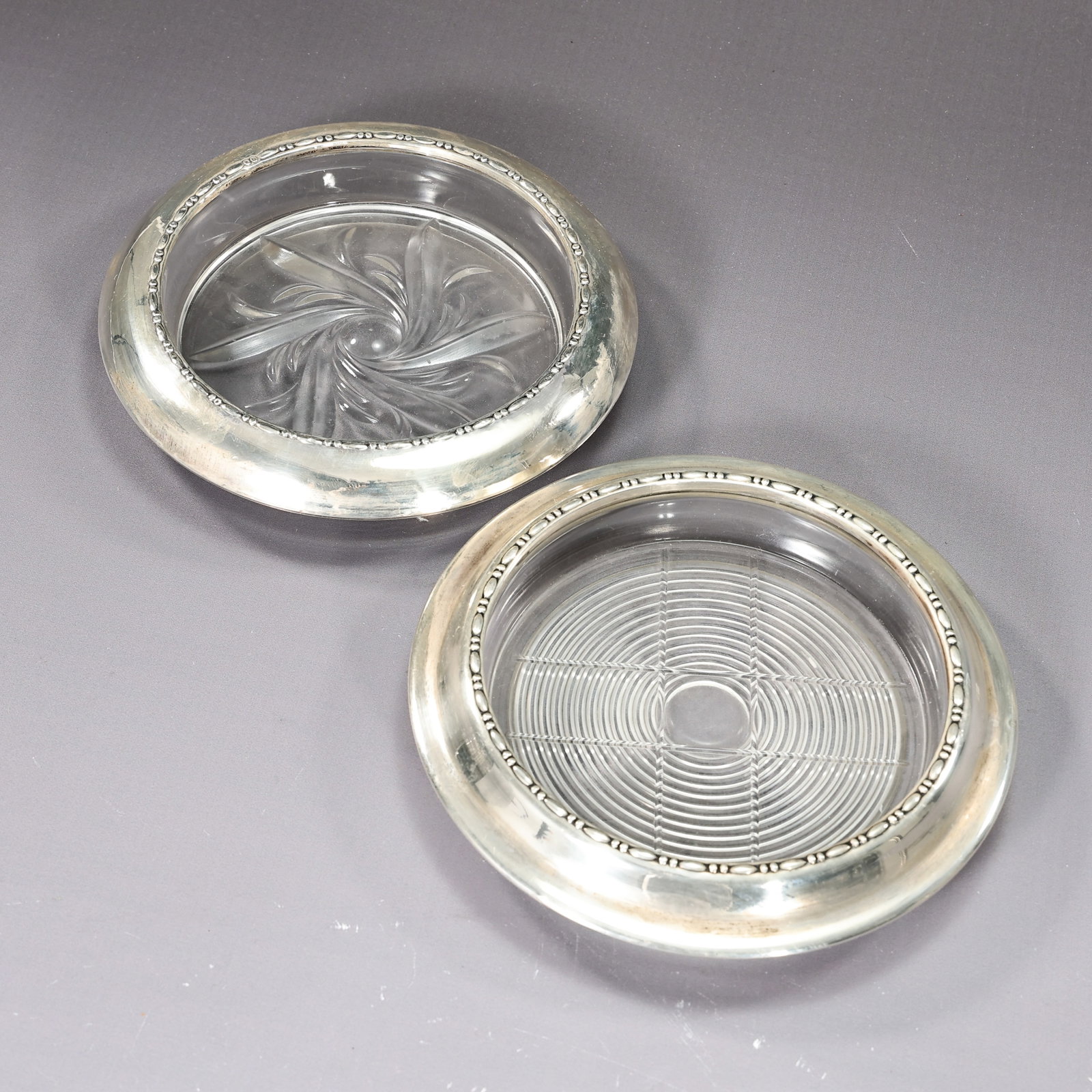 Set Of 2 Large Sterling Silver Bottle Coasters Include Amston - 5