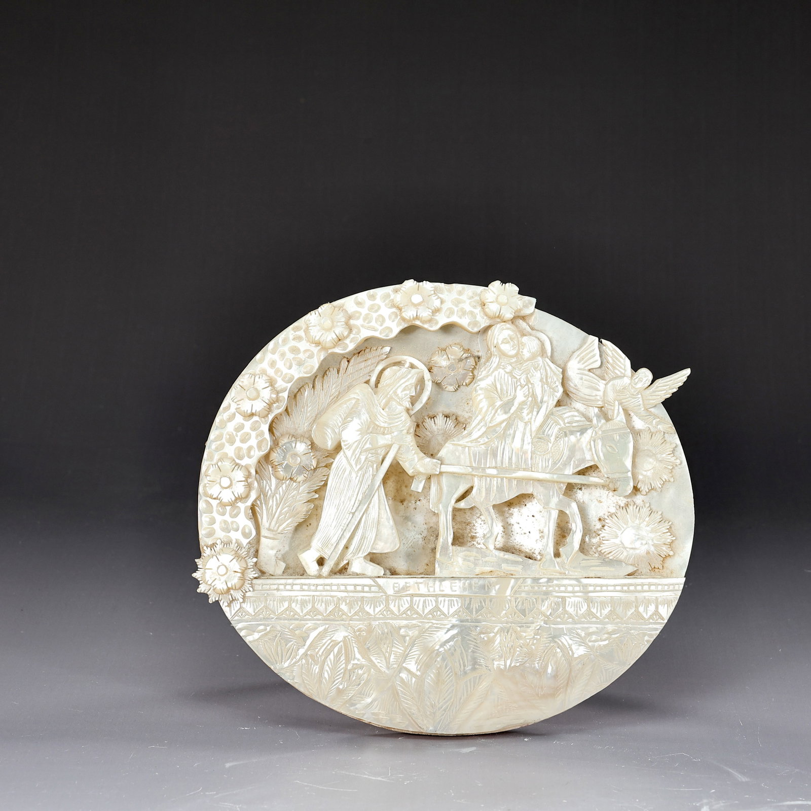 Vintage Nativity Scene Carved Mother Of Pearl Bethlehem - 3