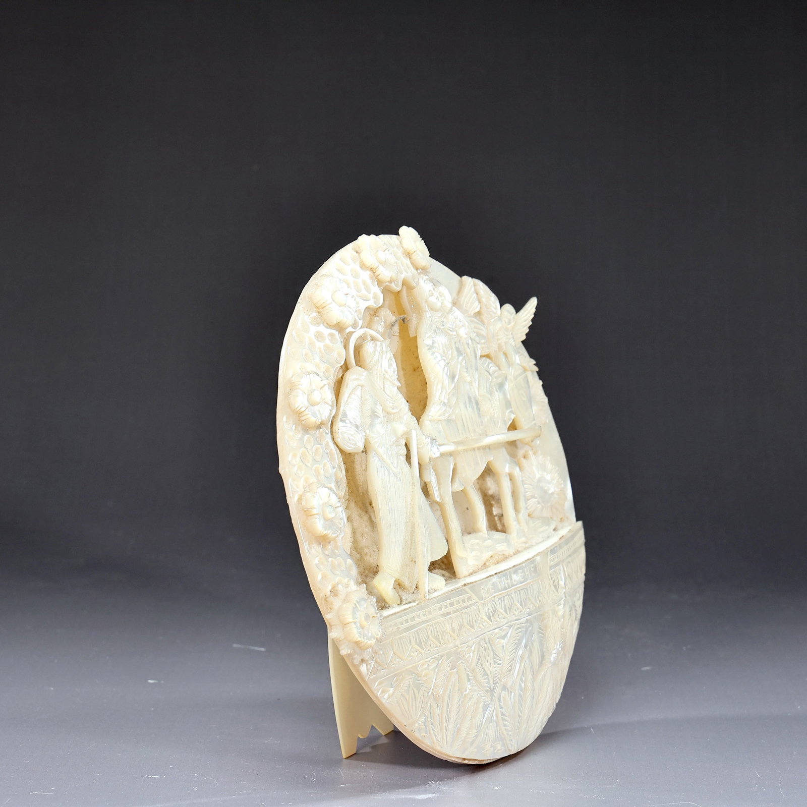 Vintage Nativity Scene Carved Mother Of Pearl Bethlehem - 4