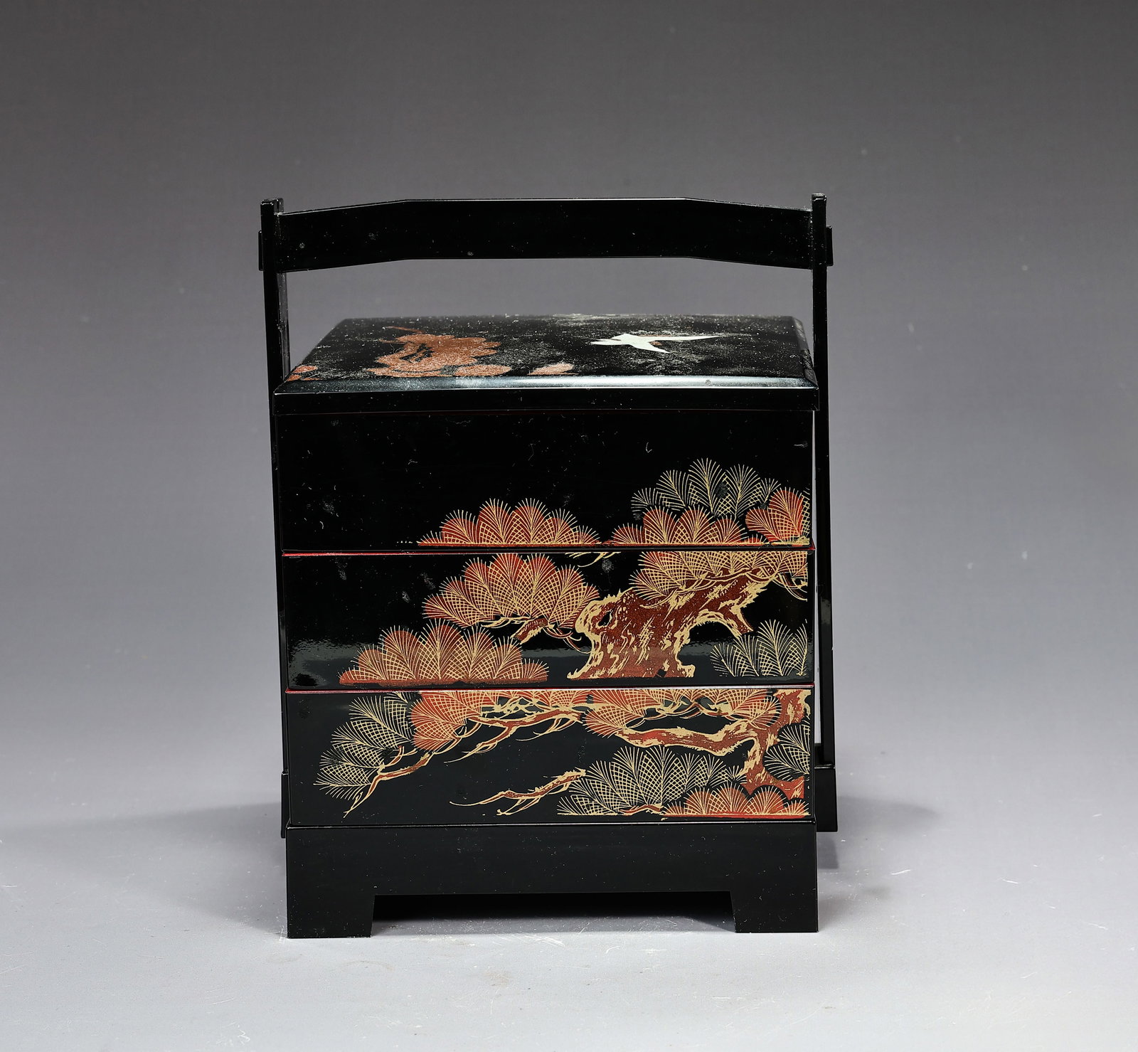 Collection Of Japanese Lacquer Boxes With Hand Painted Bamboo Vase - 5