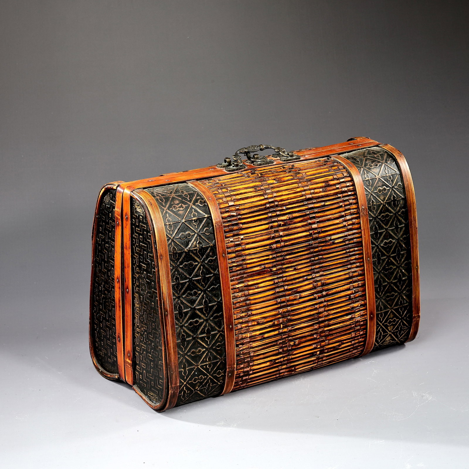 Vintage Bamboo Wove Wooden Metal Purse Handbag (1 of 7)