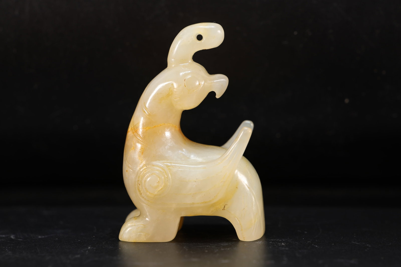 Jade Carved Beast Face Pattern Bird Shape Ornament (1 of 9)