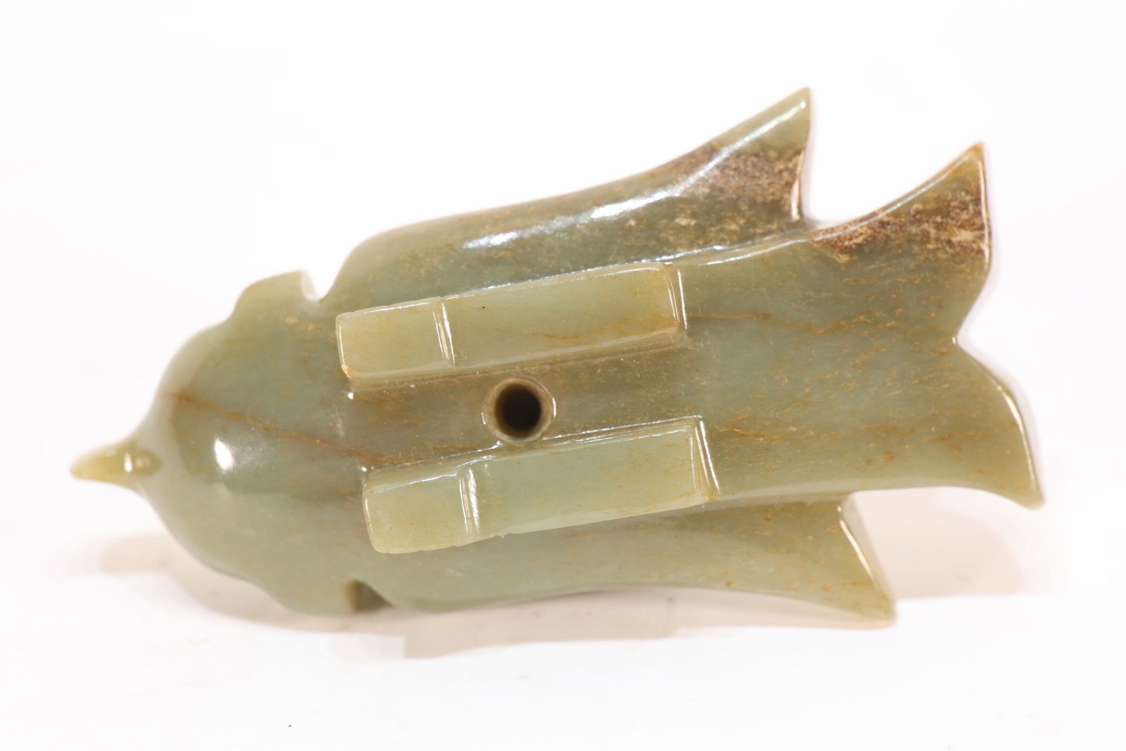 Jade Carved Beast Face Pattern Bird Shape Ornament - 3