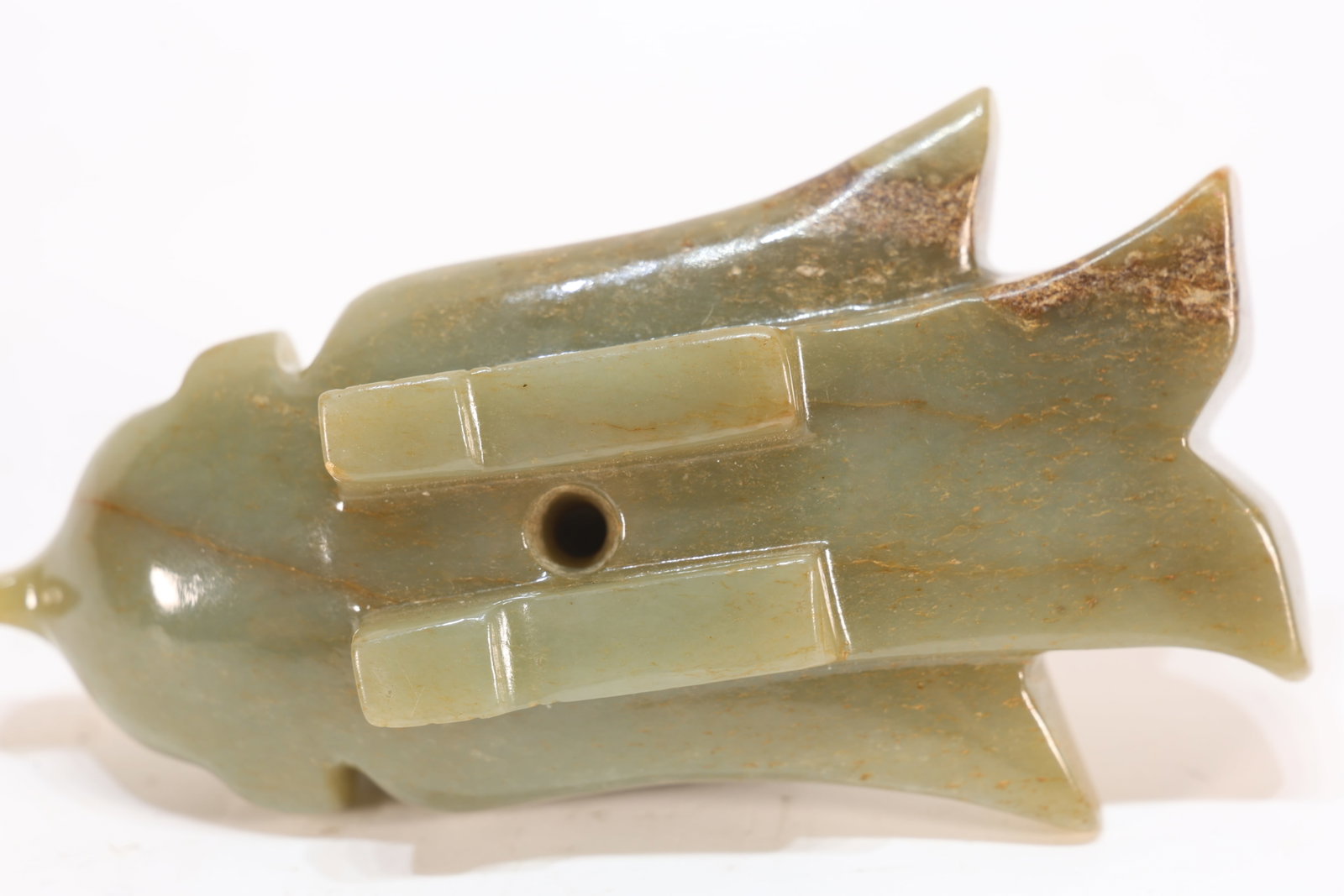 Jade Carved Beast Face Pattern Bird Shape Ornament - 4