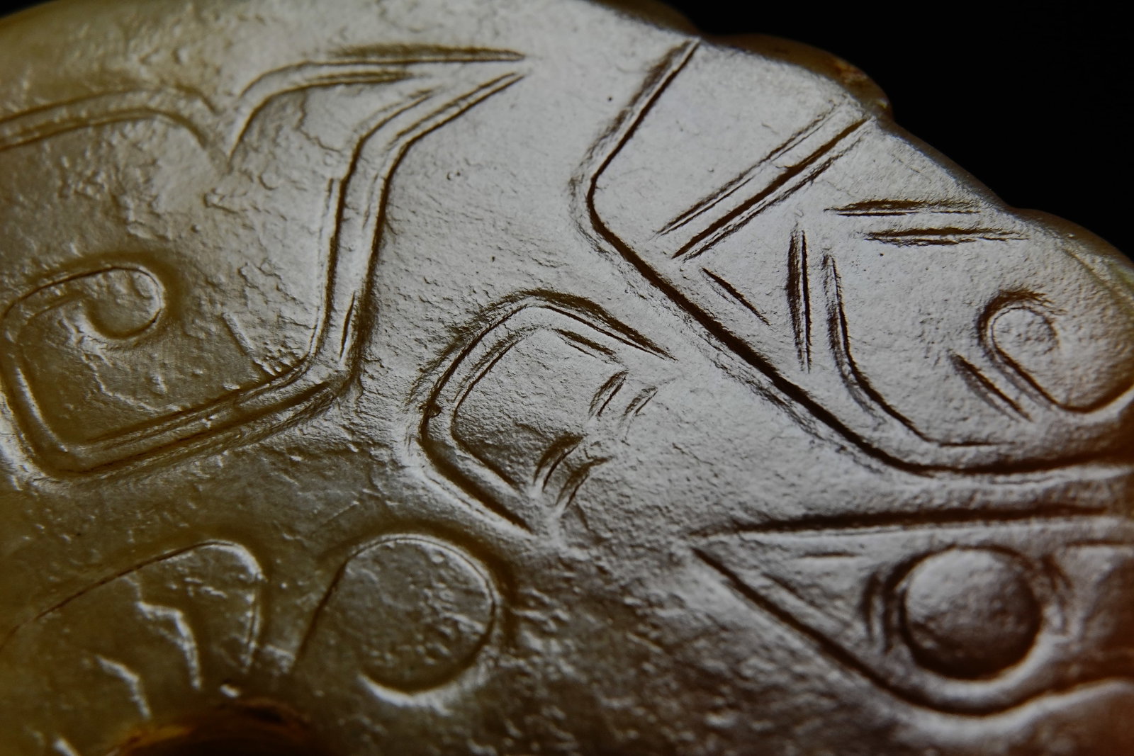 Jade Carved Beast Face Pattern Bi - 4