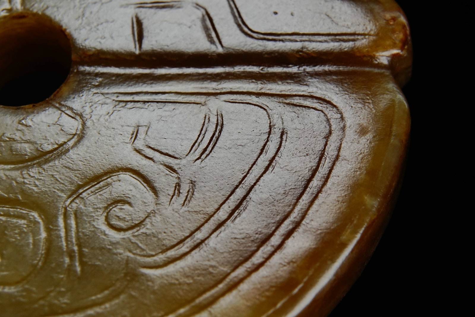 Jade Carved Beast Face Pattern Bi - 8