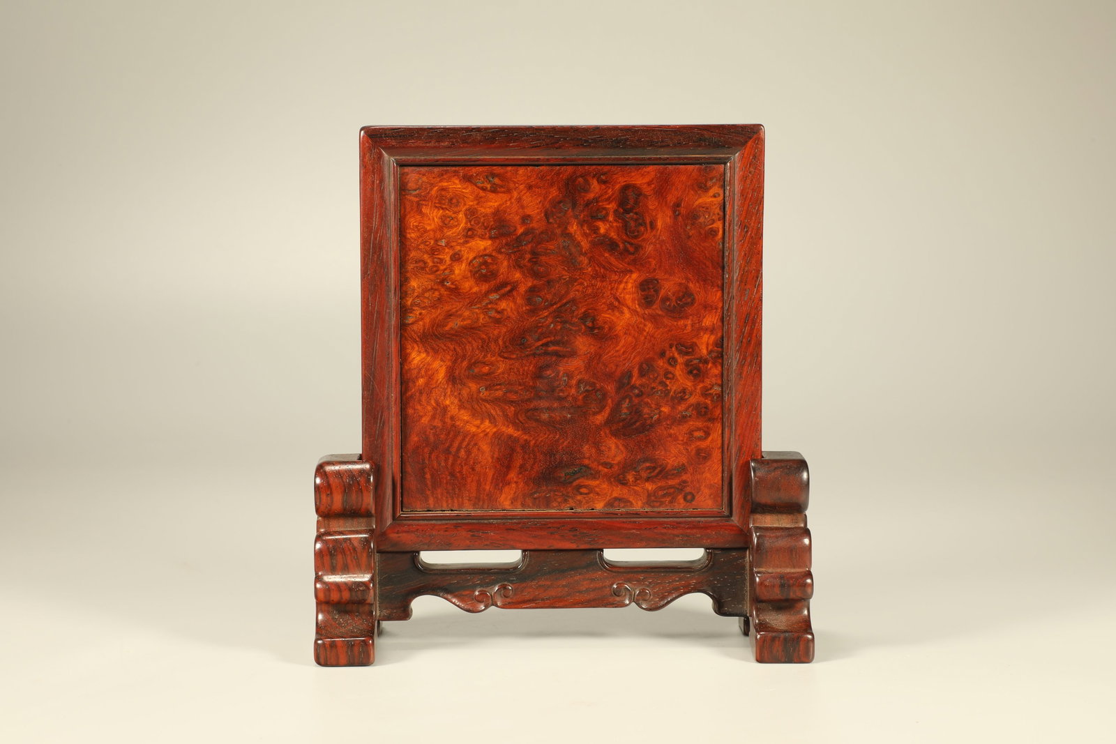 Huanghuali Wood Inlaid Cherry Wood and Jadeite Carved Fish Pattern Table Plaque - 3