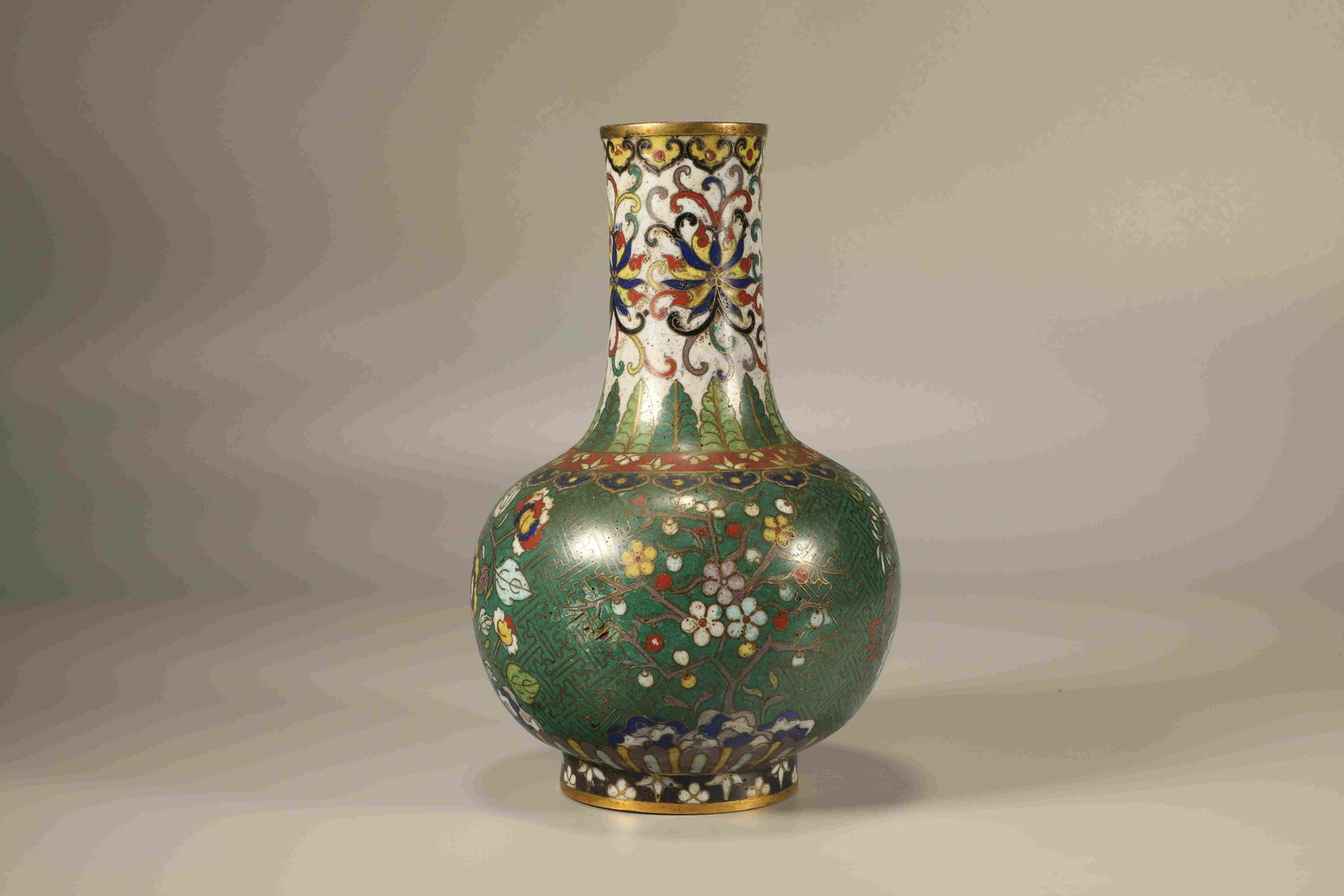 Bronze Cloisonne Carved Flower Pattern Tianqiu Vase - 2