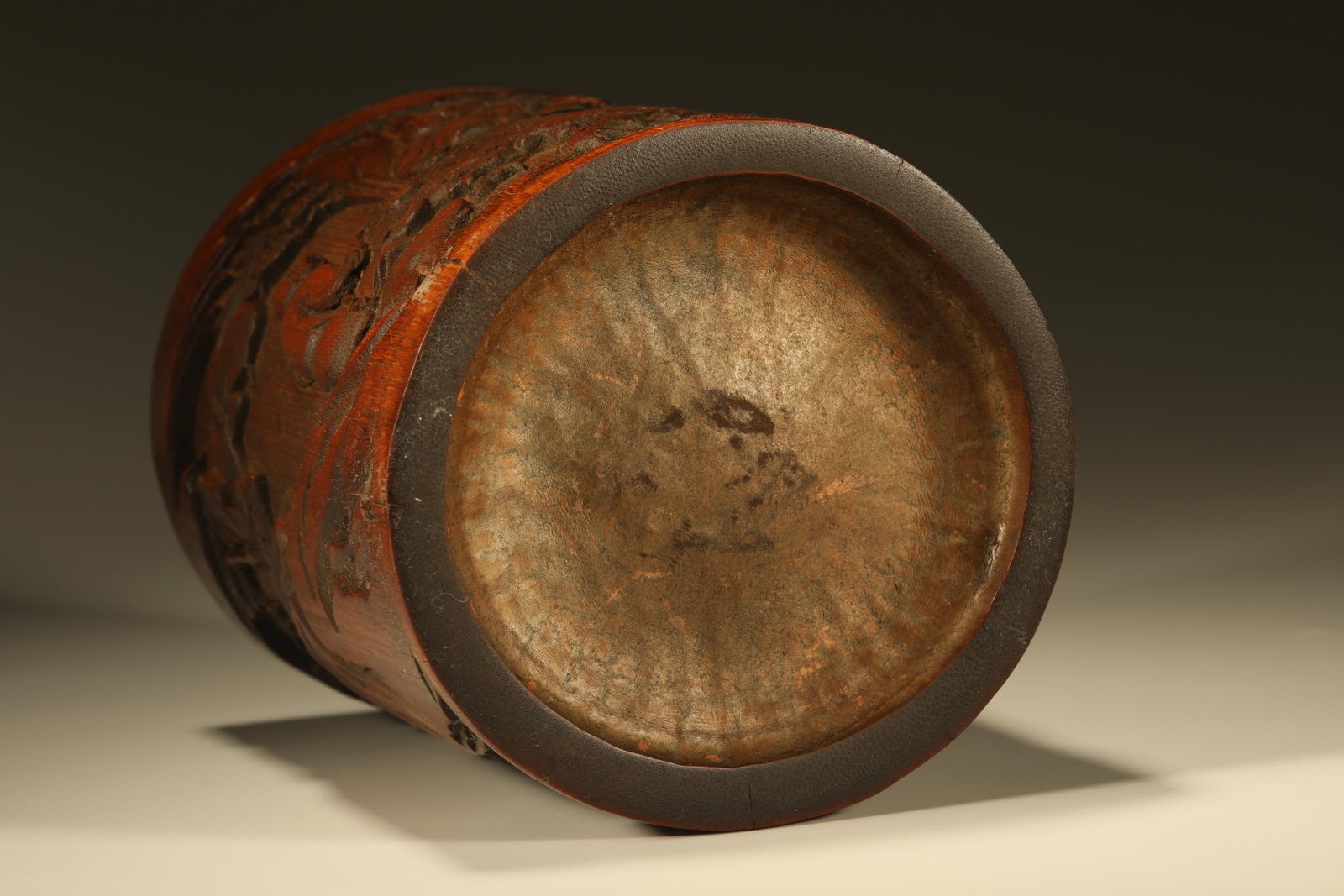 Bamboo Carved Playing Children Pattern Brush Pot - 6
