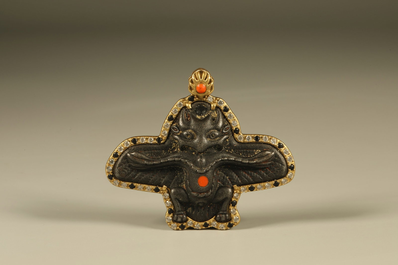 Tibetan Iron Carved Garuda Pattern Pendant (1 of 7)