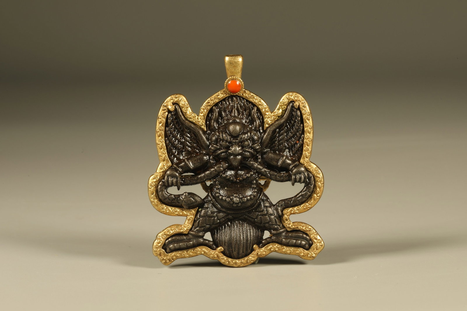 Tibetan Iron Carved Garuda Pattern Pendant (1 of 6)