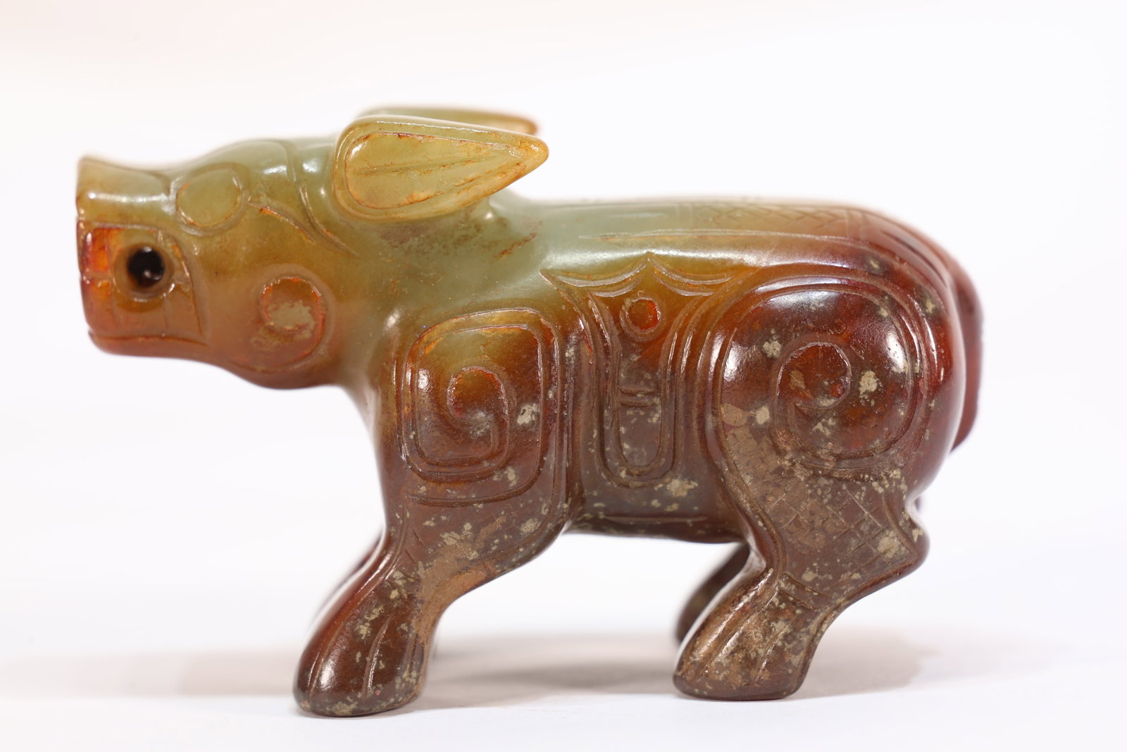 Jade Carved Beast Face Pattern Ox Shape Ornament (1 of 6)