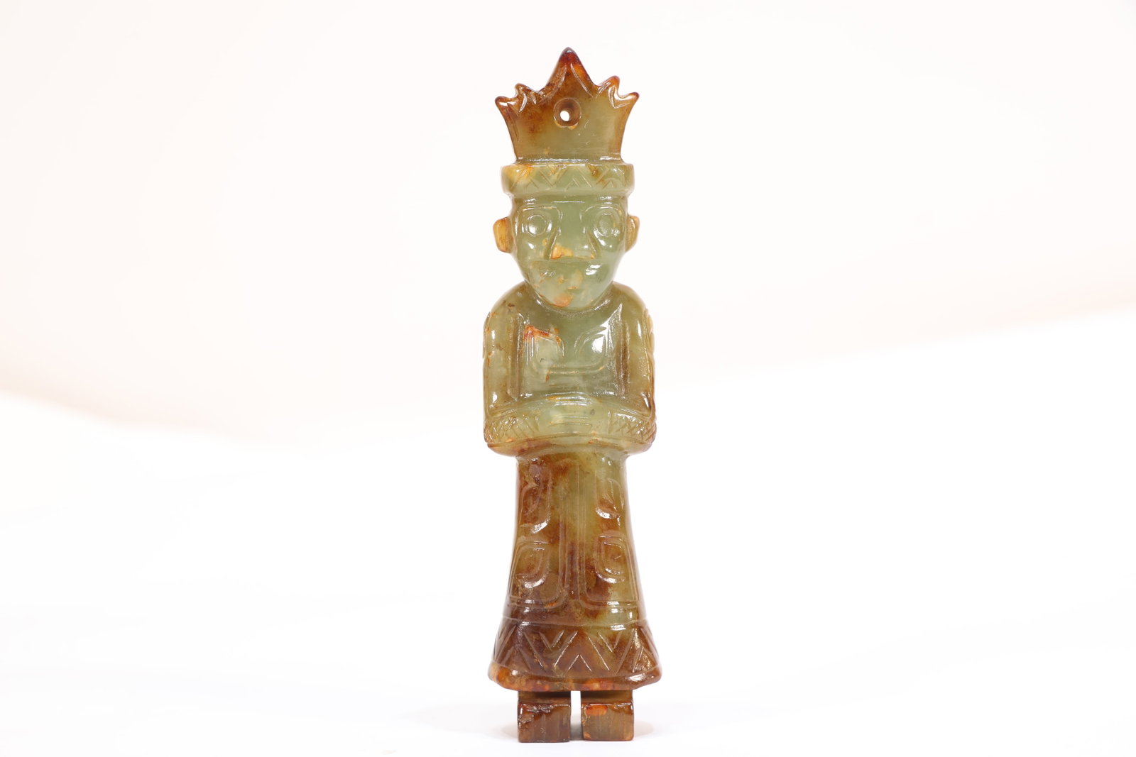 Jade Carved Beast Face Pattern Character Shape Ornament: Jade Carved Beast Face Pattern Character Shape Ornament (11.5 x 3 x 1.7cm)