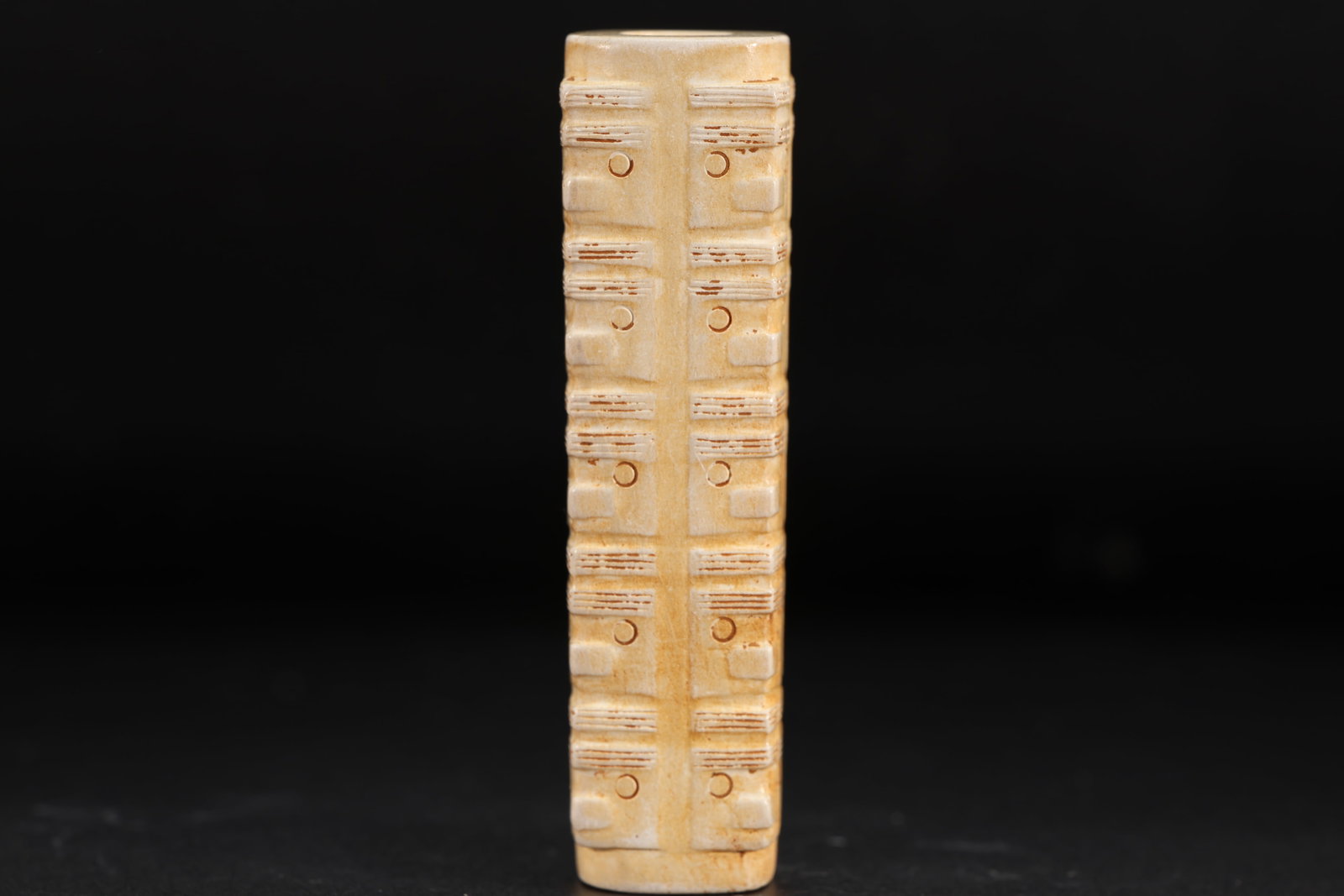 Jade Carved Beast Face Pattern Cong - 2