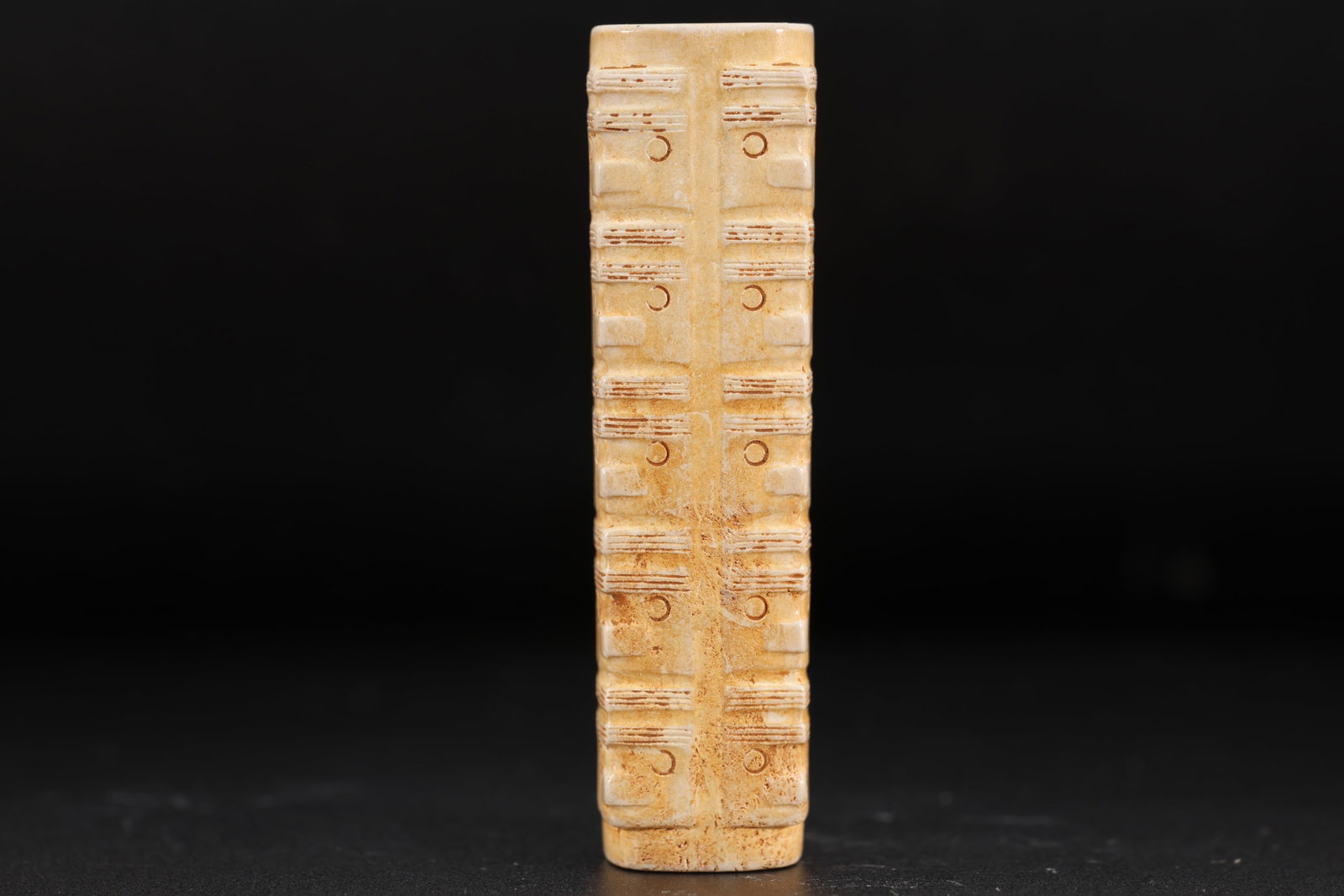 Jade Carved Beast Face Pattern Cong - 3