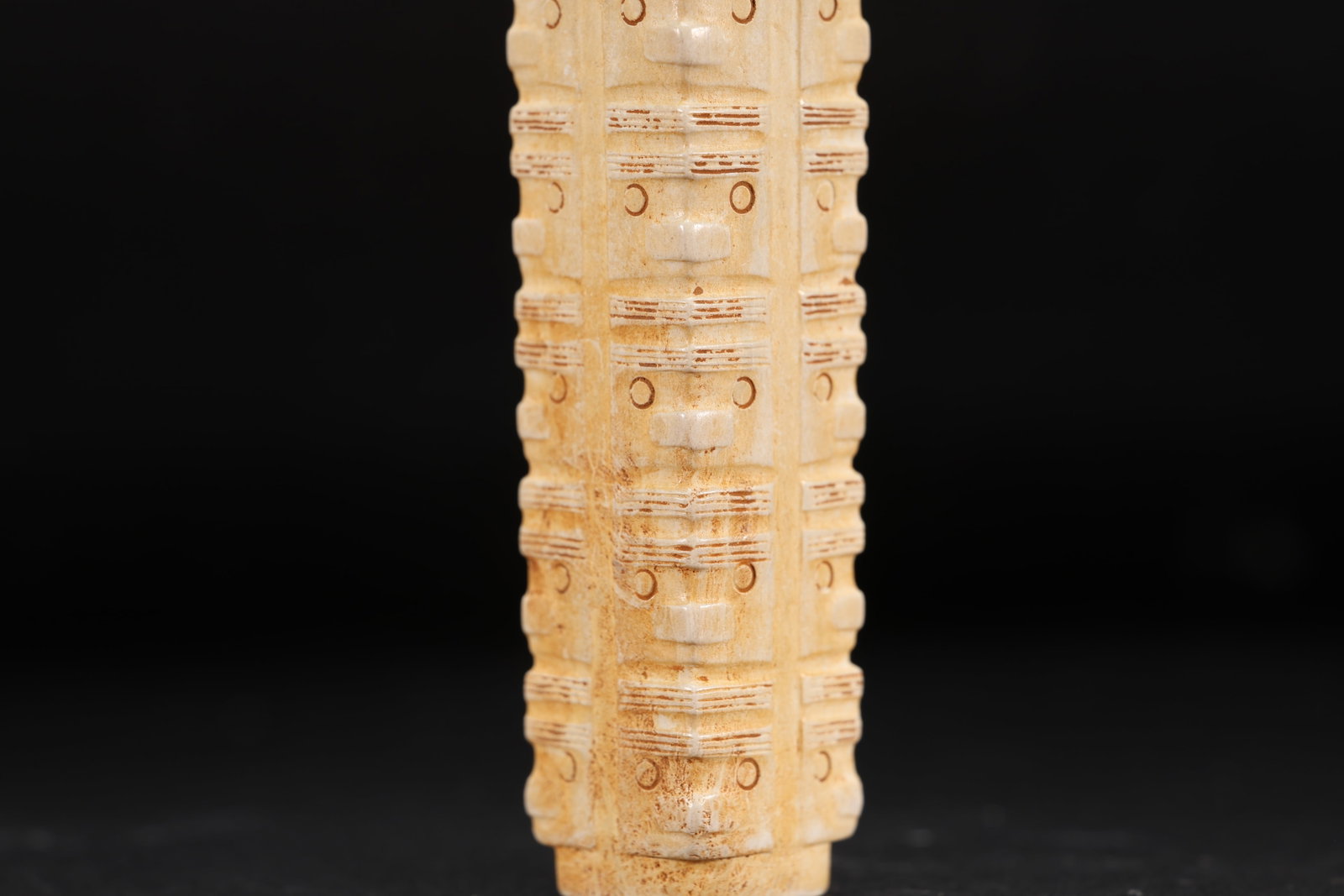 Jade Carved Beast Face Pattern Cong - 6
