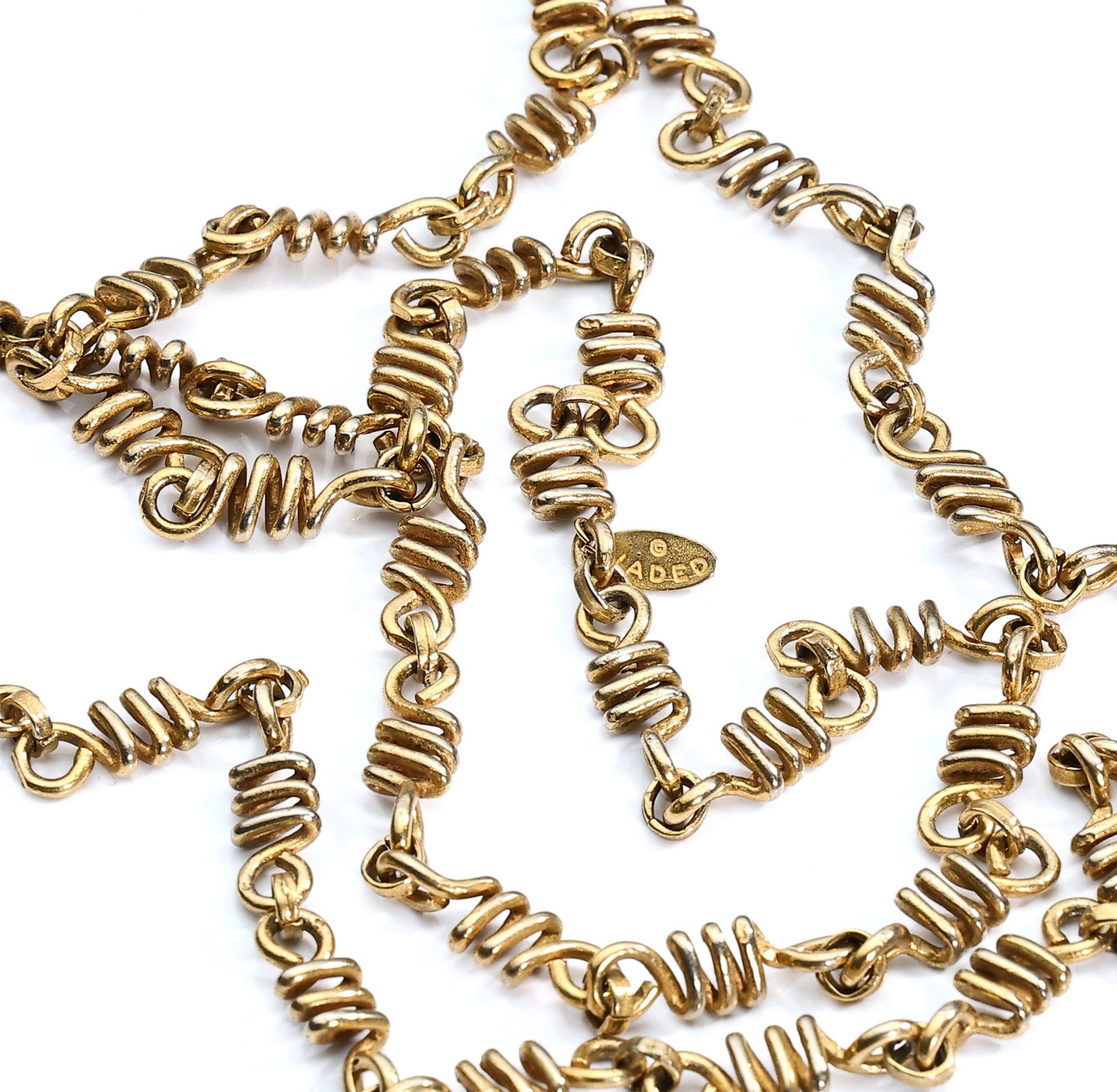 Jaded Jewels NYC Long Fancy Gold Plated Link Chain Necklace - 2