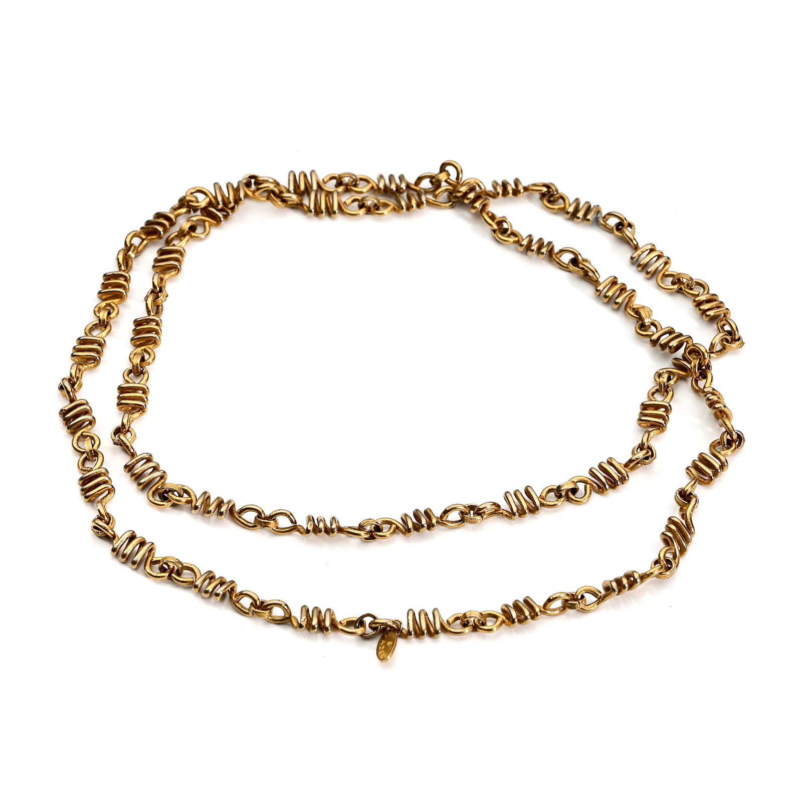 Jaded Jewels NYC Long Fancy Gold Plated Link Chain Necklace - 4