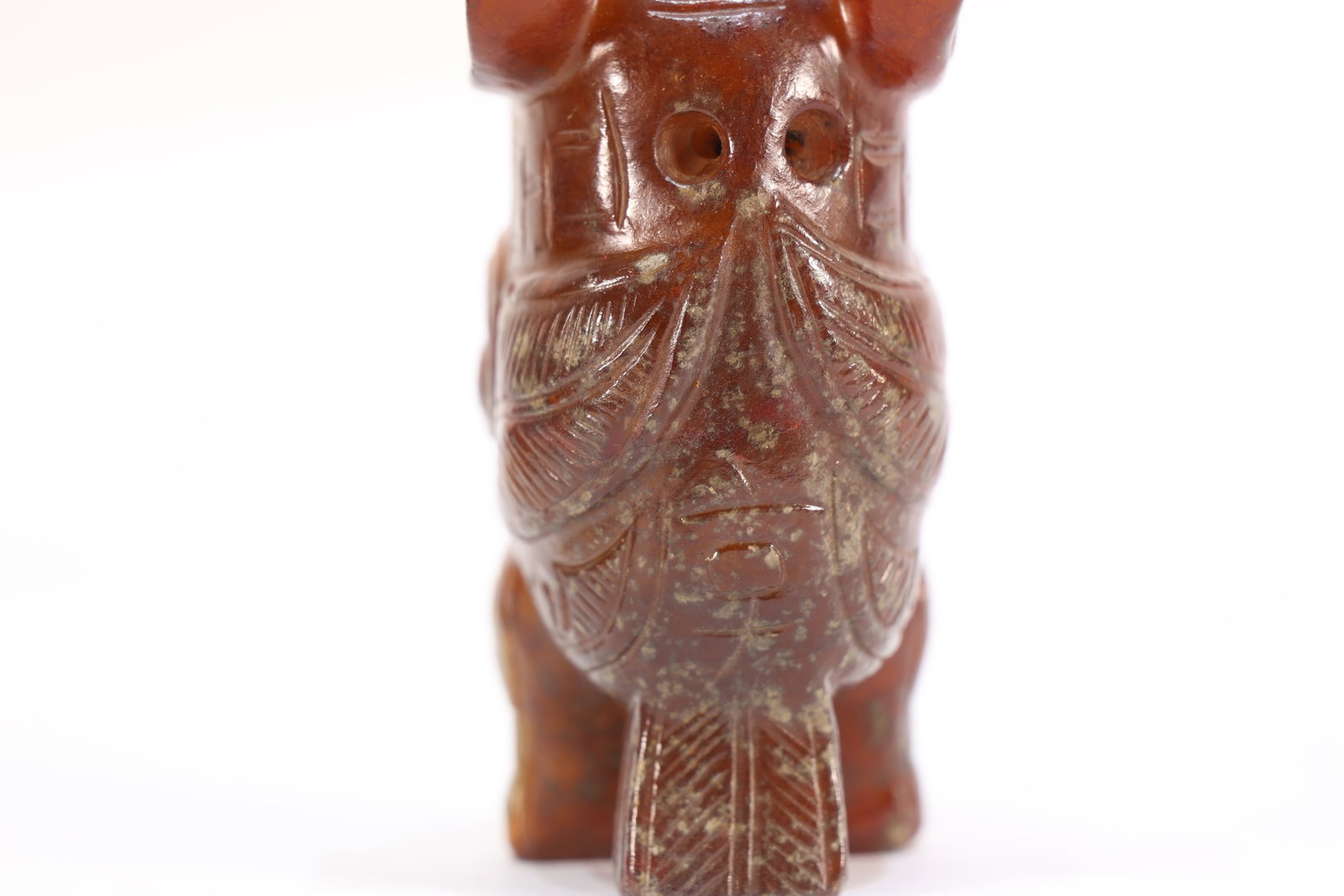 Jade Carved Beast Face Pattern Bird Shape Ornament - 5