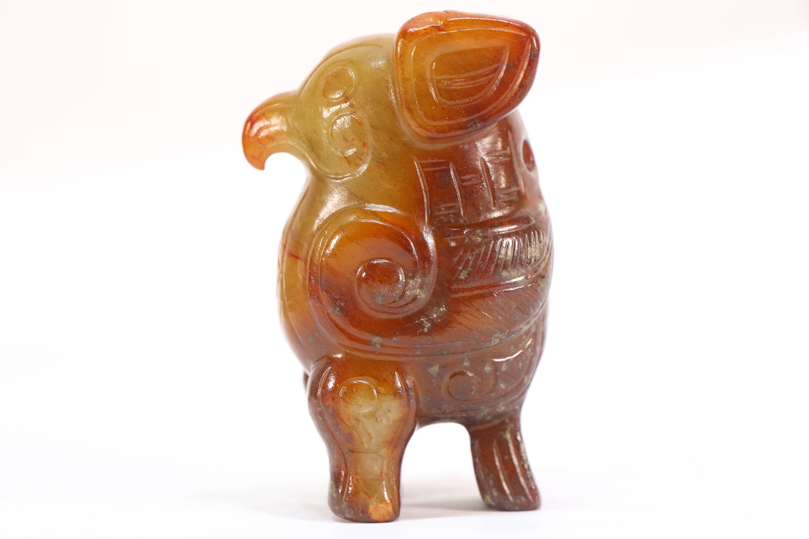 Jade Carved Beast Face Pattern Bird Shape Ornament - 6