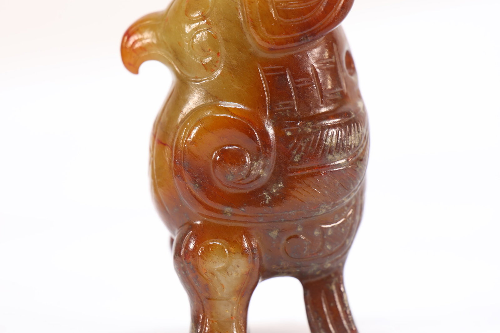Jade Carved Beast Face Pattern Bird Shape Ornament - 7