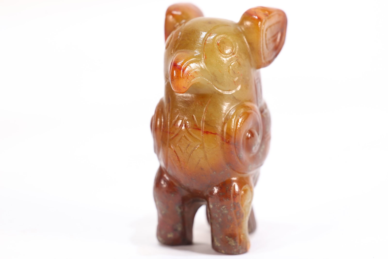 Jade Carved Beast Face Pattern Bird Shape Ornament - 8