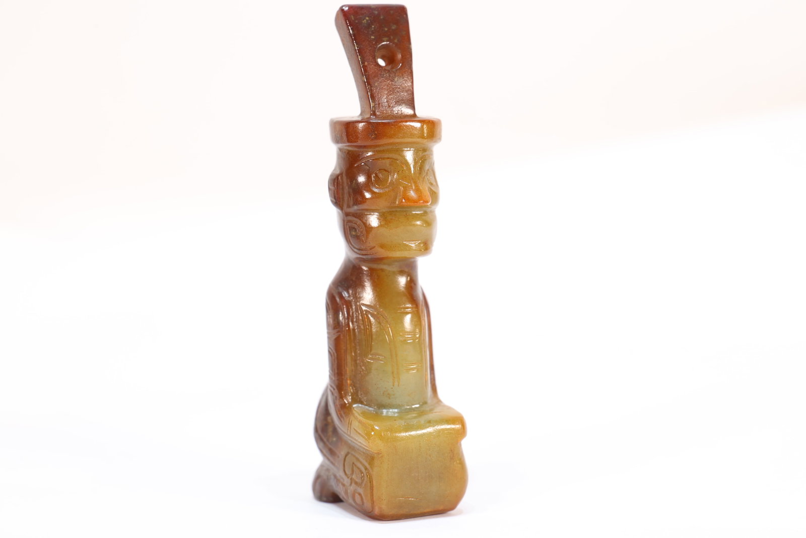 Jade Carved Beast Face Pattern Character Shape Ornament: Jade Carved Beast Face Pattern Character Shape Ornament (9.3 x 2 x 3cm)